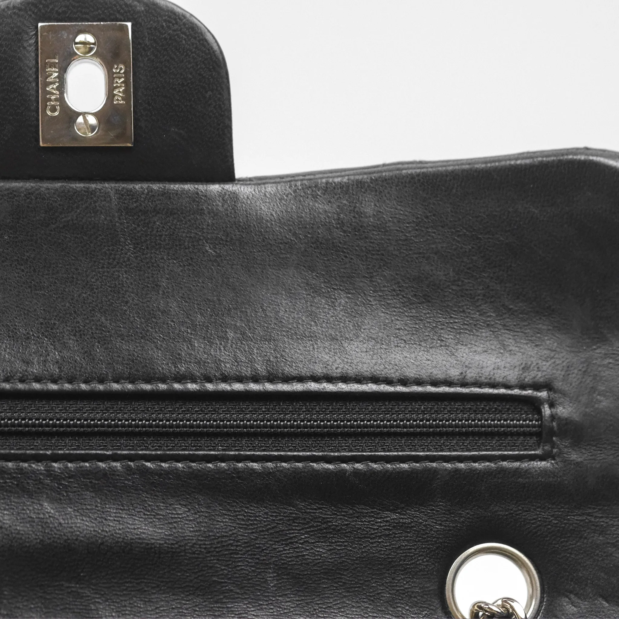 Chanel Vintage Small Classic Flap Black Lambskin Silver Hardware