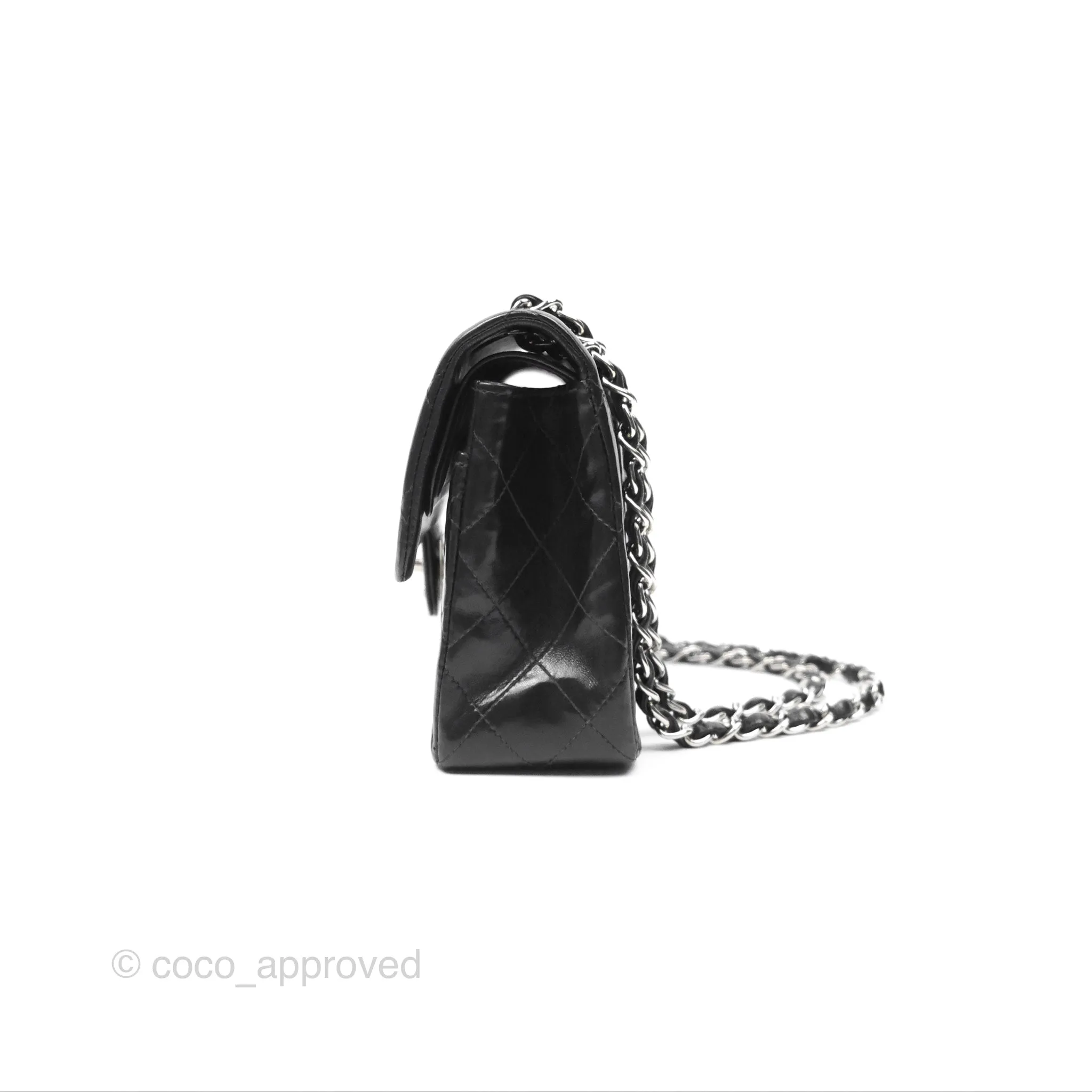 Chanel Vintage Small Classic Flap Black Lambskin Silver Hardware