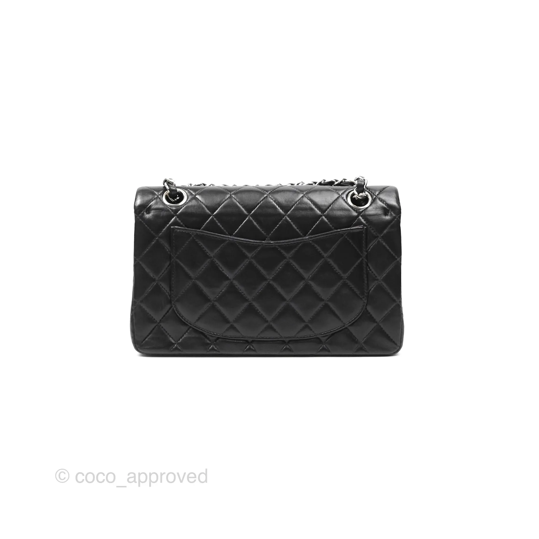 Chanel Vintage Small Classic Flap Black Lambskin Silver Hardware