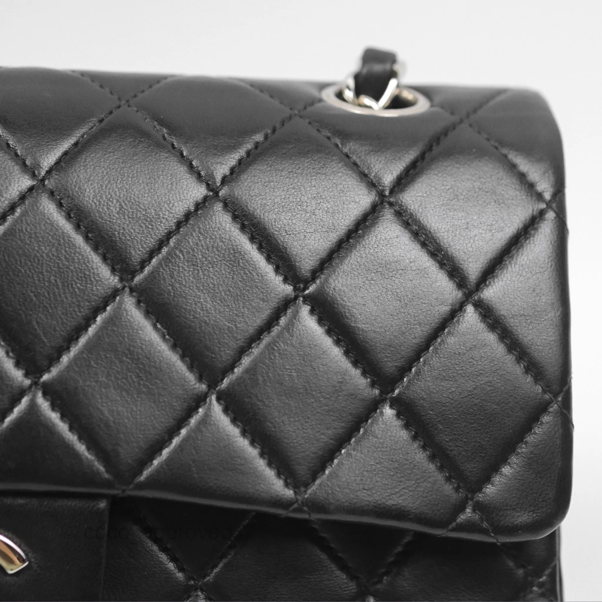 Chanel Vintage Small Classic Flap Black Lambskin Silver Hardware