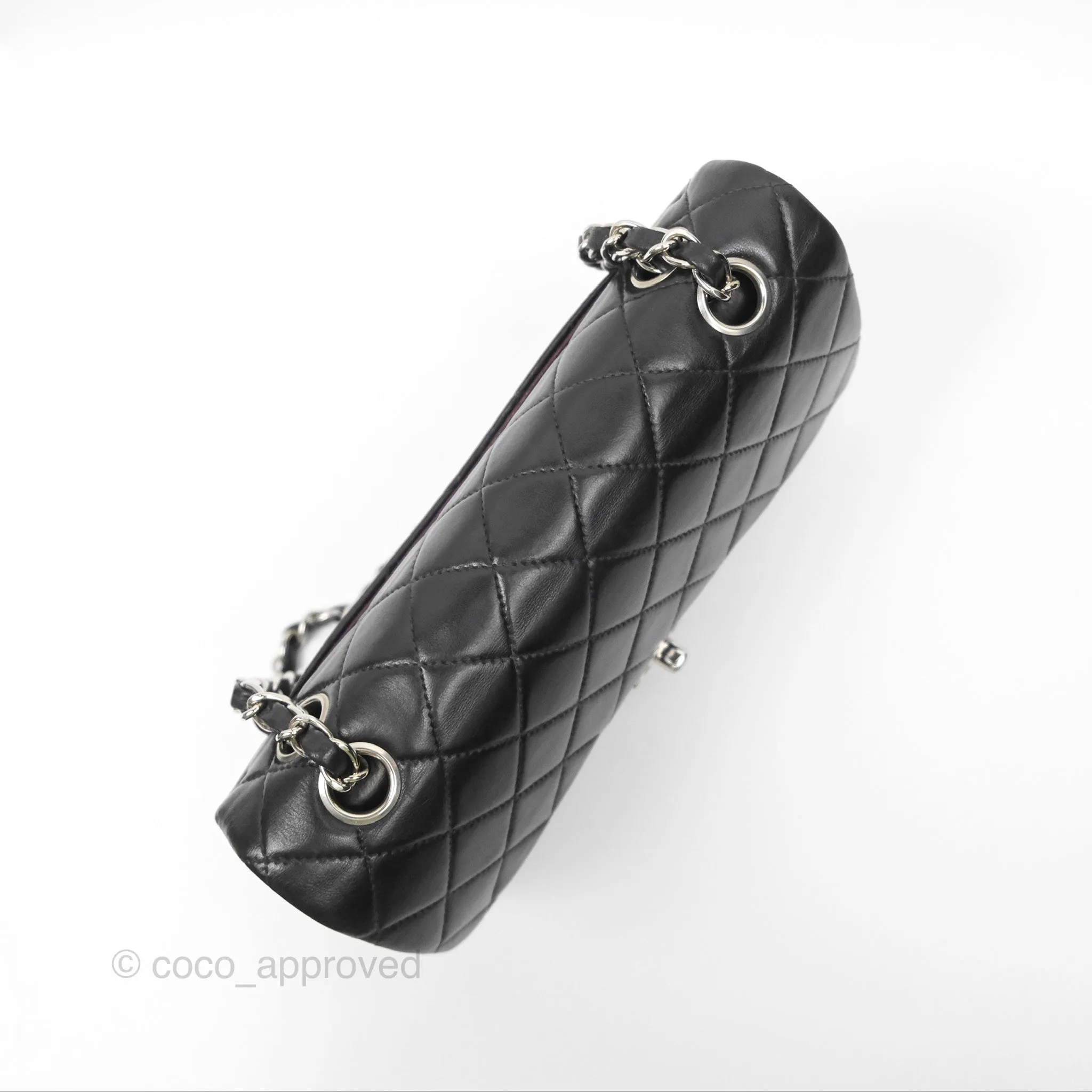 Chanel Vintage Small Classic Flap Black Lambskin Silver Hardware