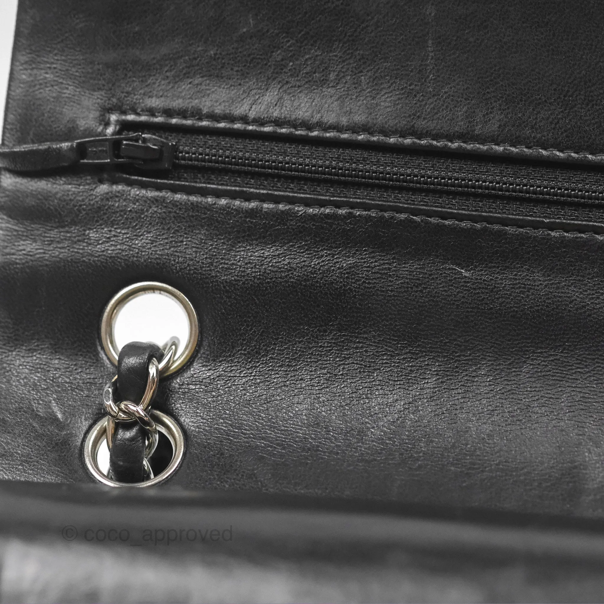 Chanel Vintage Small Classic Flap Black Lambskin Silver Hardware