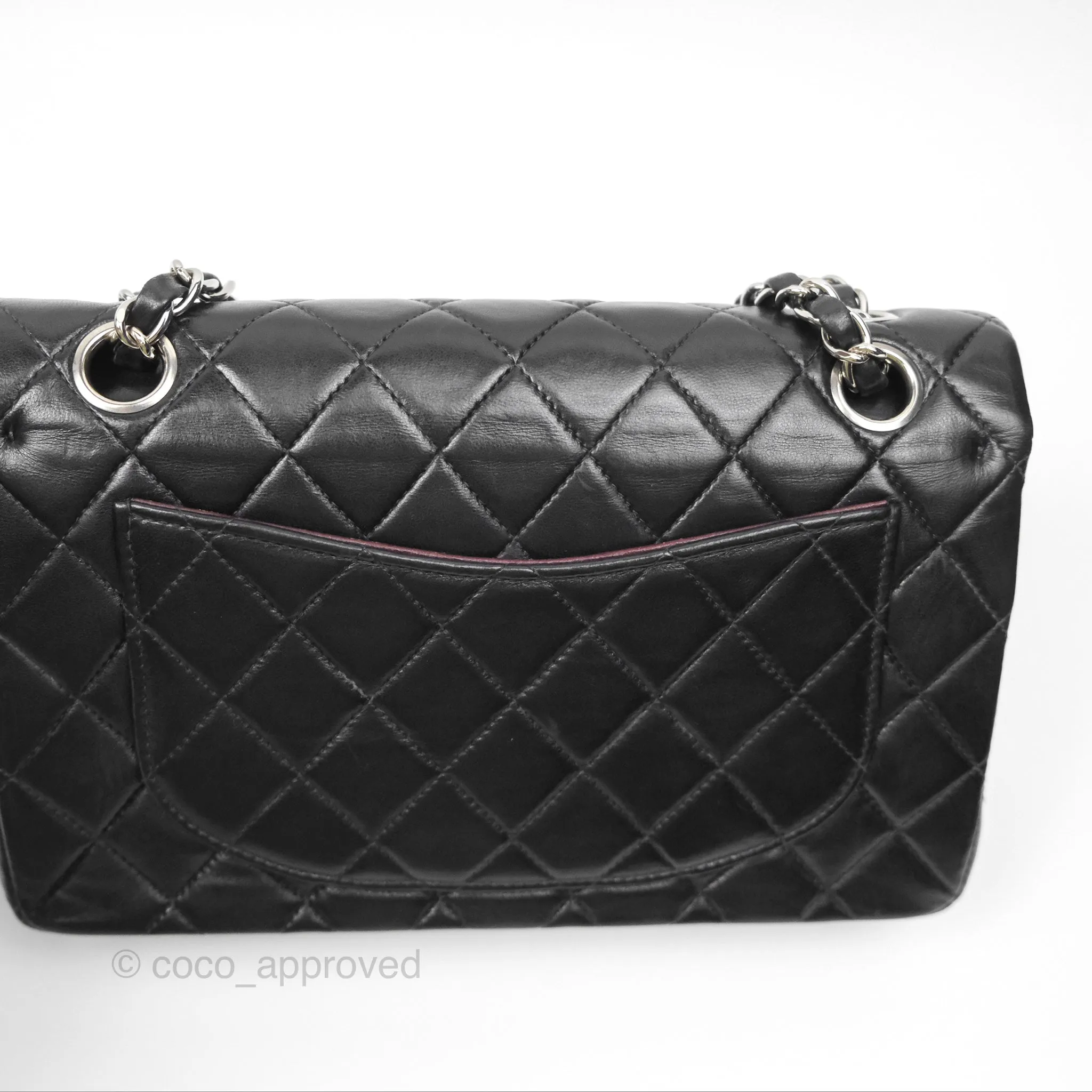 Chanel Vintage Small Classic Flap Black Lambskin Silver Hardware