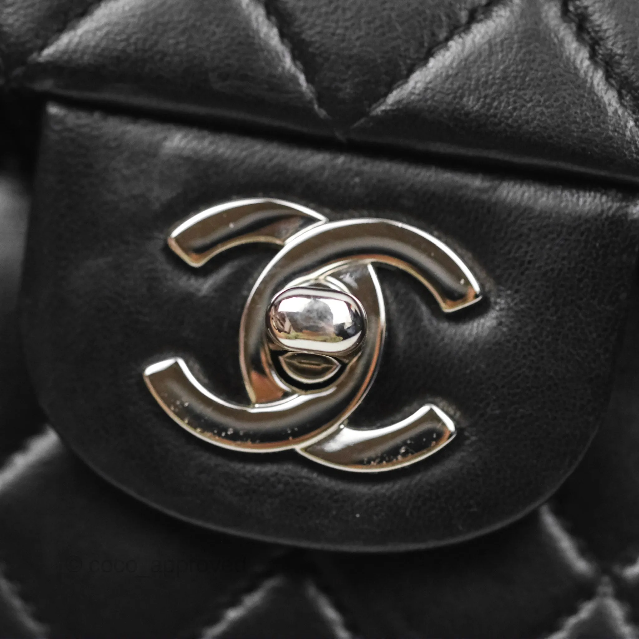 Chanel Vintage Small Classic Flap Black Lambskin Silver Hardware