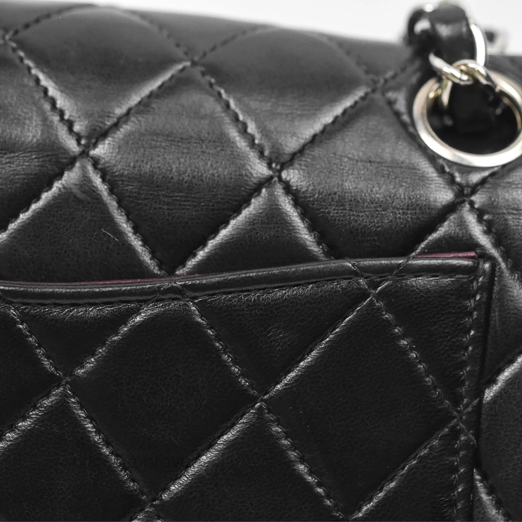 Chanel Vintage Small Classic Flap Black Lambskin Silver Hardware