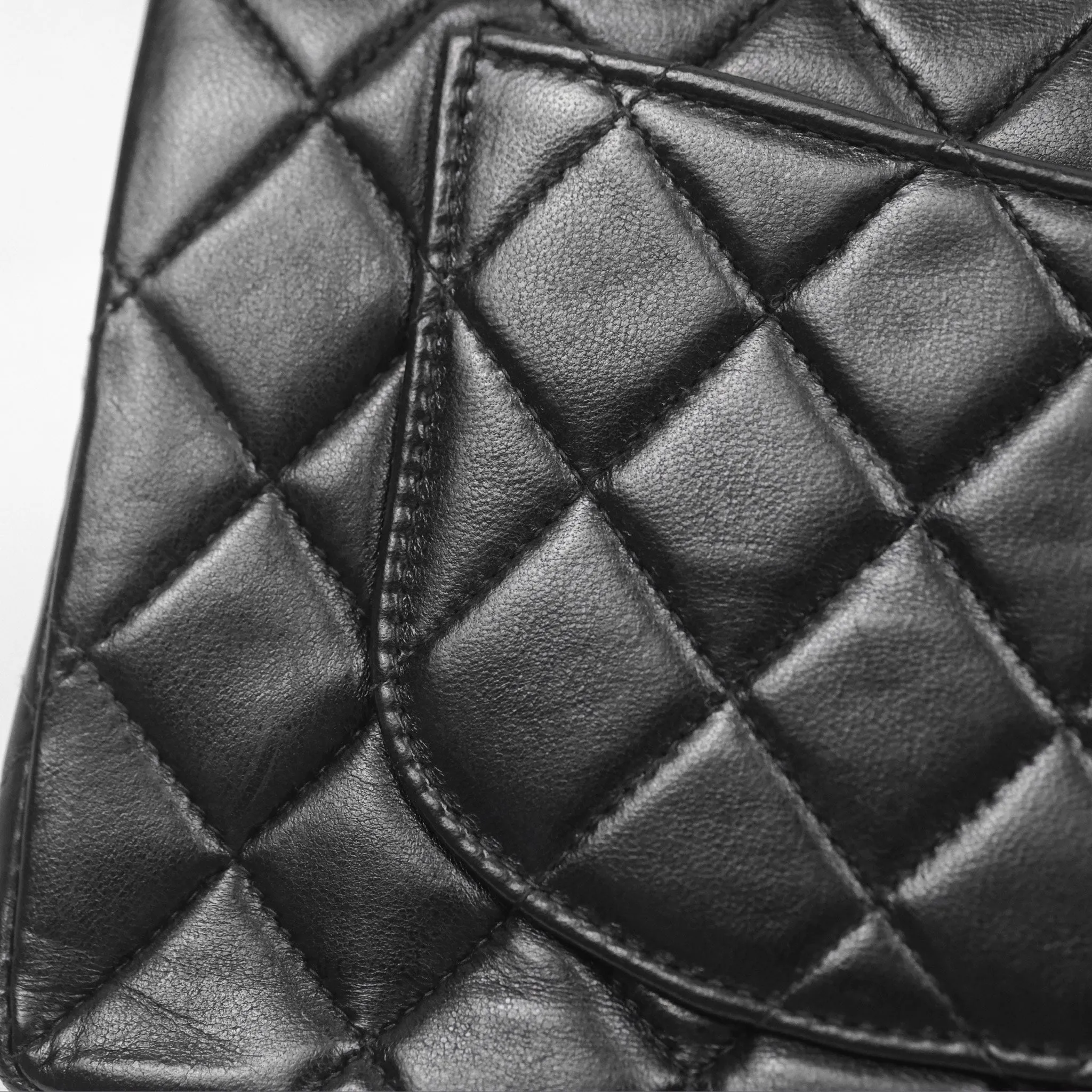 Chanel Vintage Small Classic Flap Black Lambskin Silver Hardware