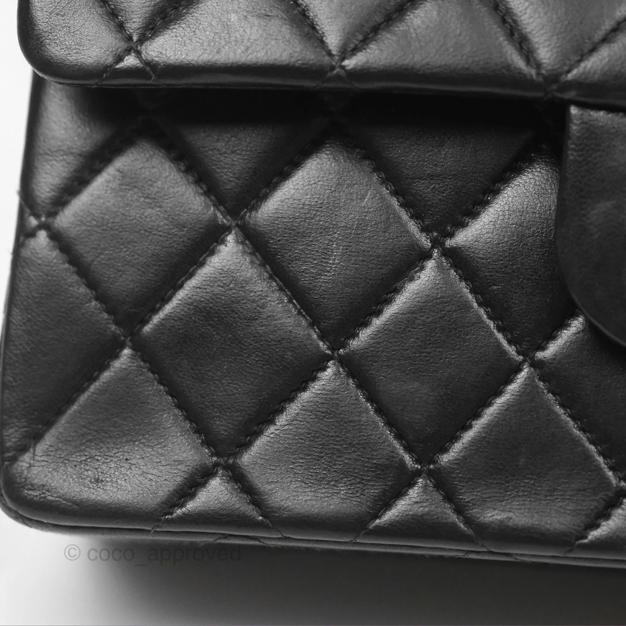 Chanel Vintage Small Classic Flap Black Lambskin Silver Hardware