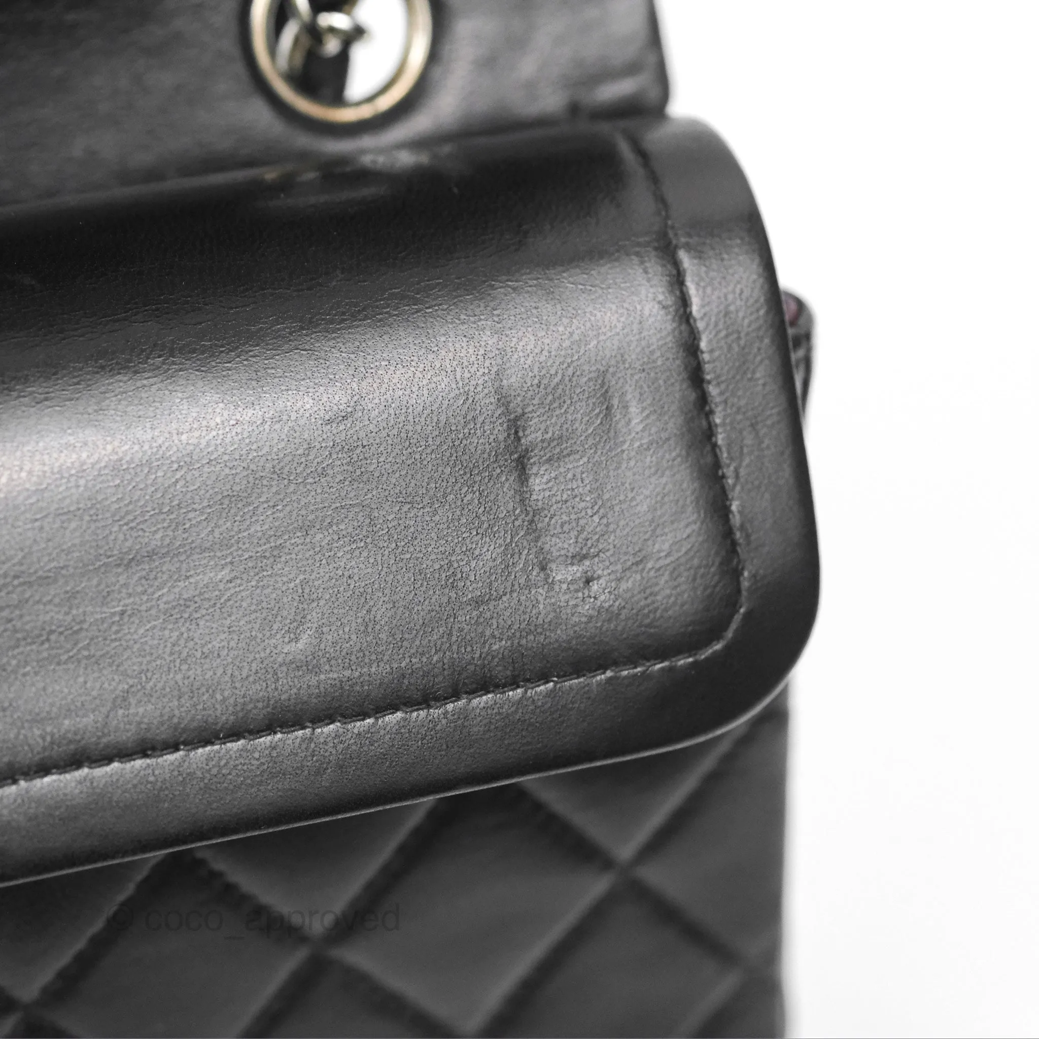 Chanel Vintage Small Classic Flap Black Lambskin Silver Hardware