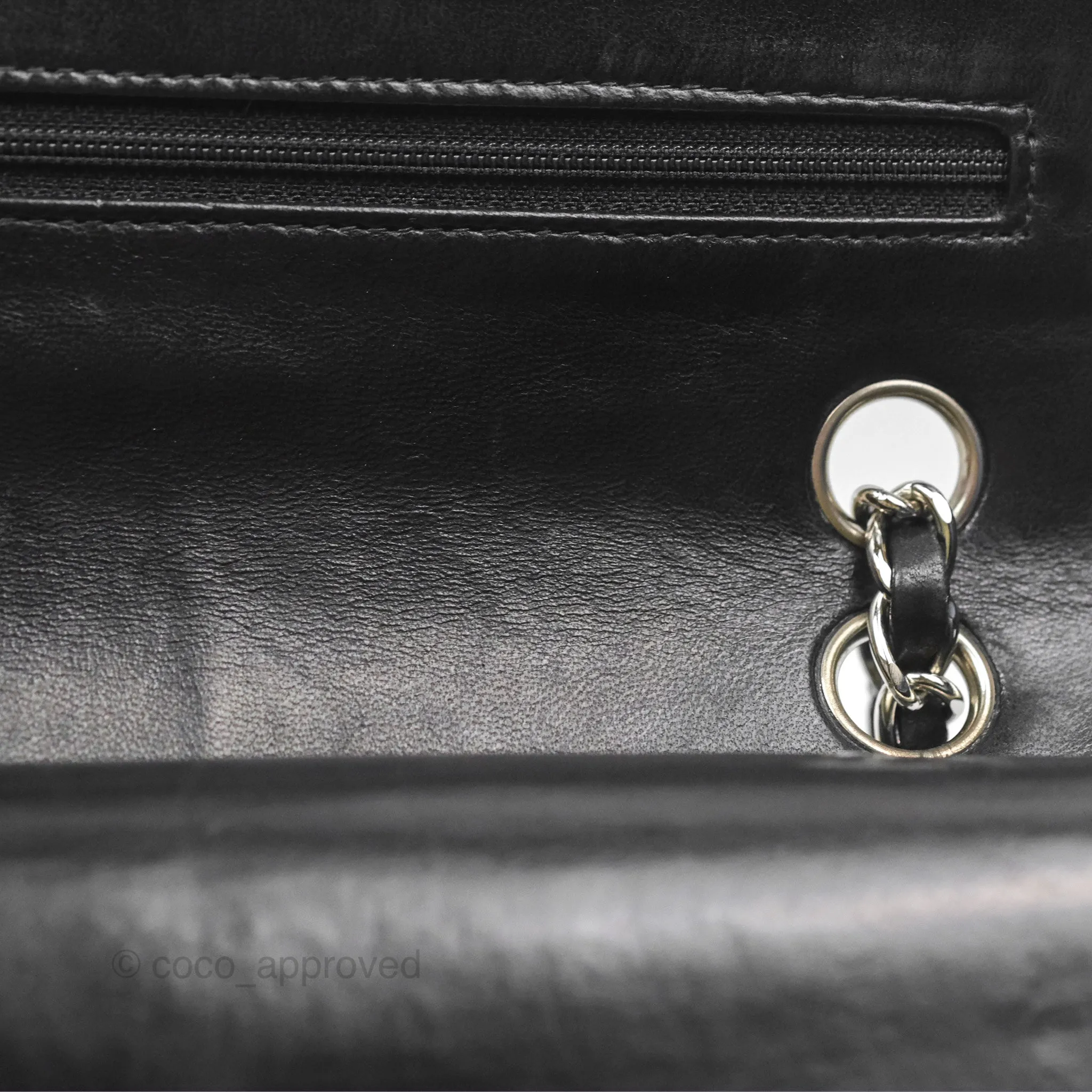 Chanel Vintage Small Classic Flap Black Lambskin Silver Hardware