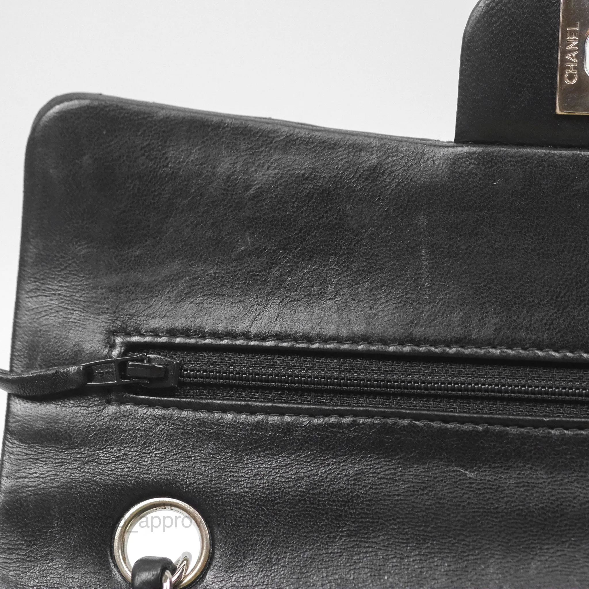 Chanel Vintage Small Classic Flap Black Lambskin Silver Hardware