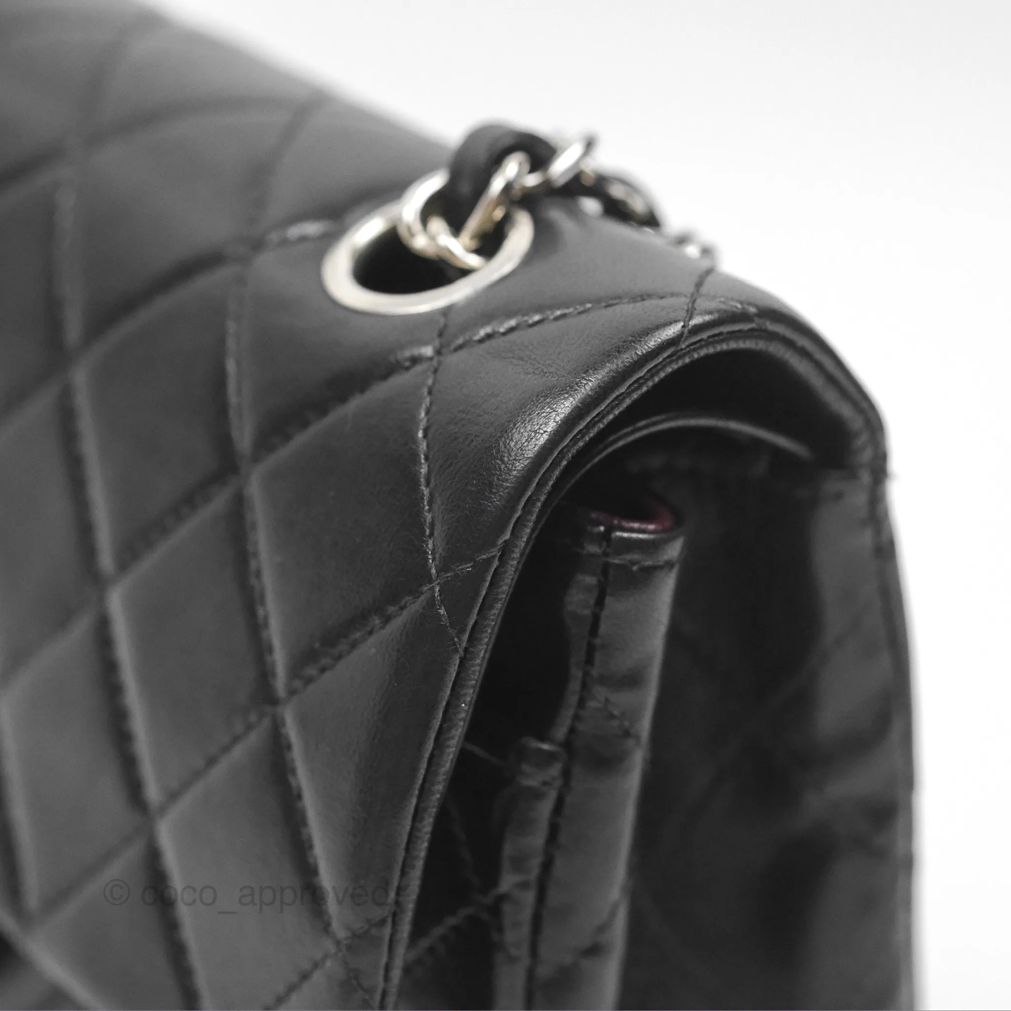 Chanel Vintage Small Classic Flap Black Lambskin Silver Hardware