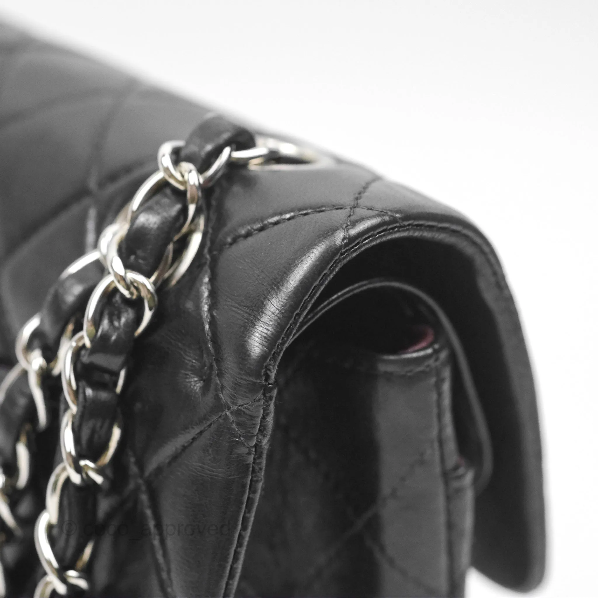 Chanel Vintage Small Classic Flap Black Lambskin Silver Hardware