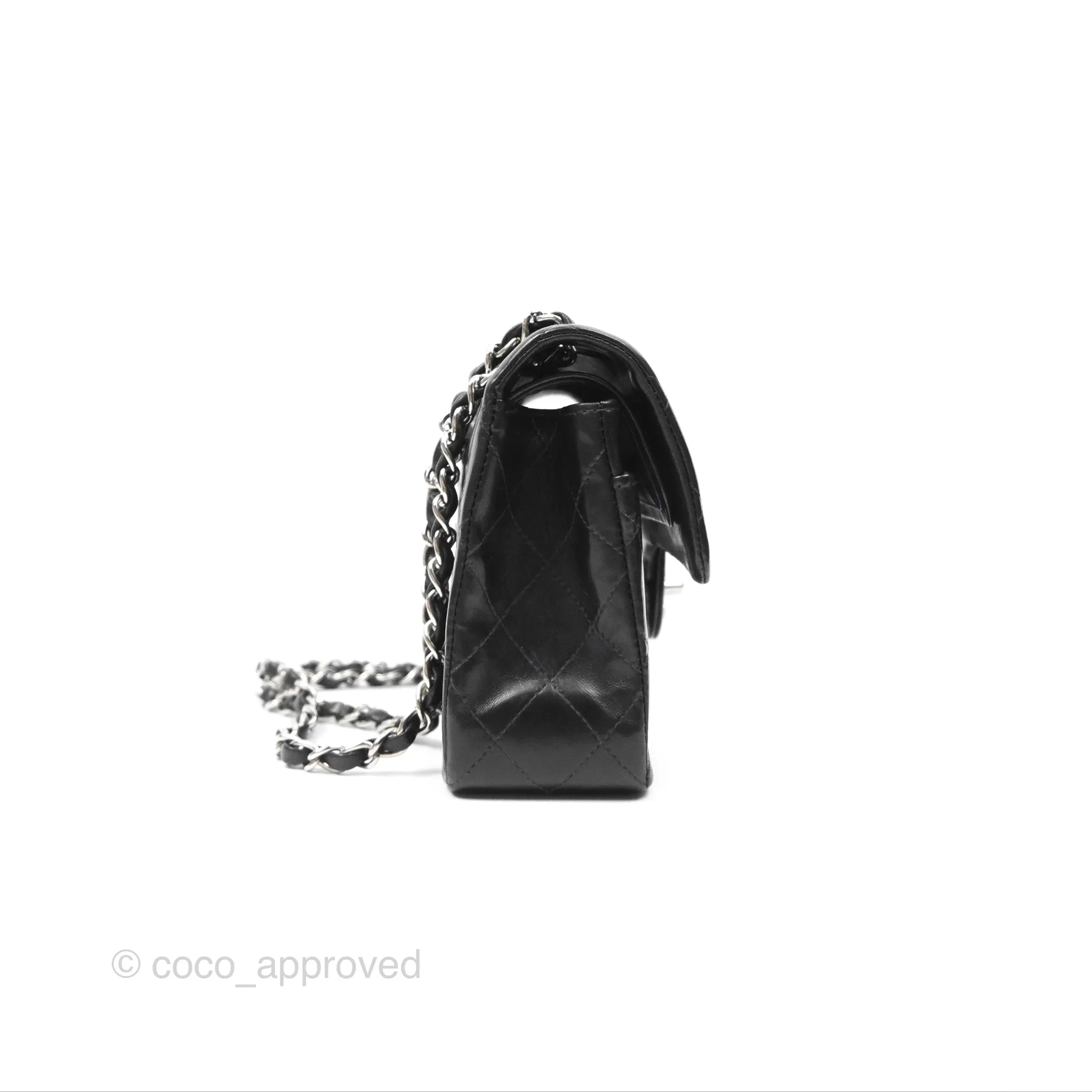 Chanel Vintage Small Classic Flap Black Lambskin Silver Hardware