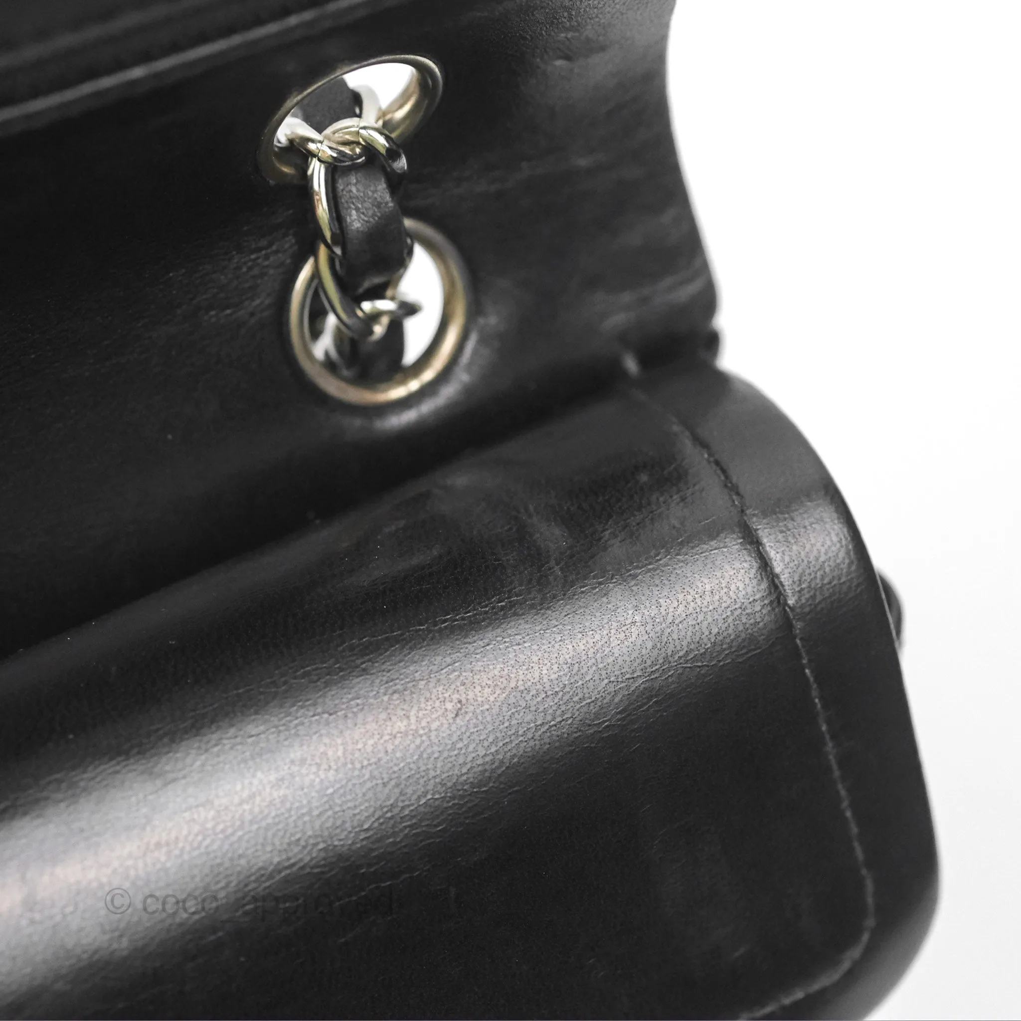 Chanel Vintage Small Classic Flap Black Lambskin Silver Hardware