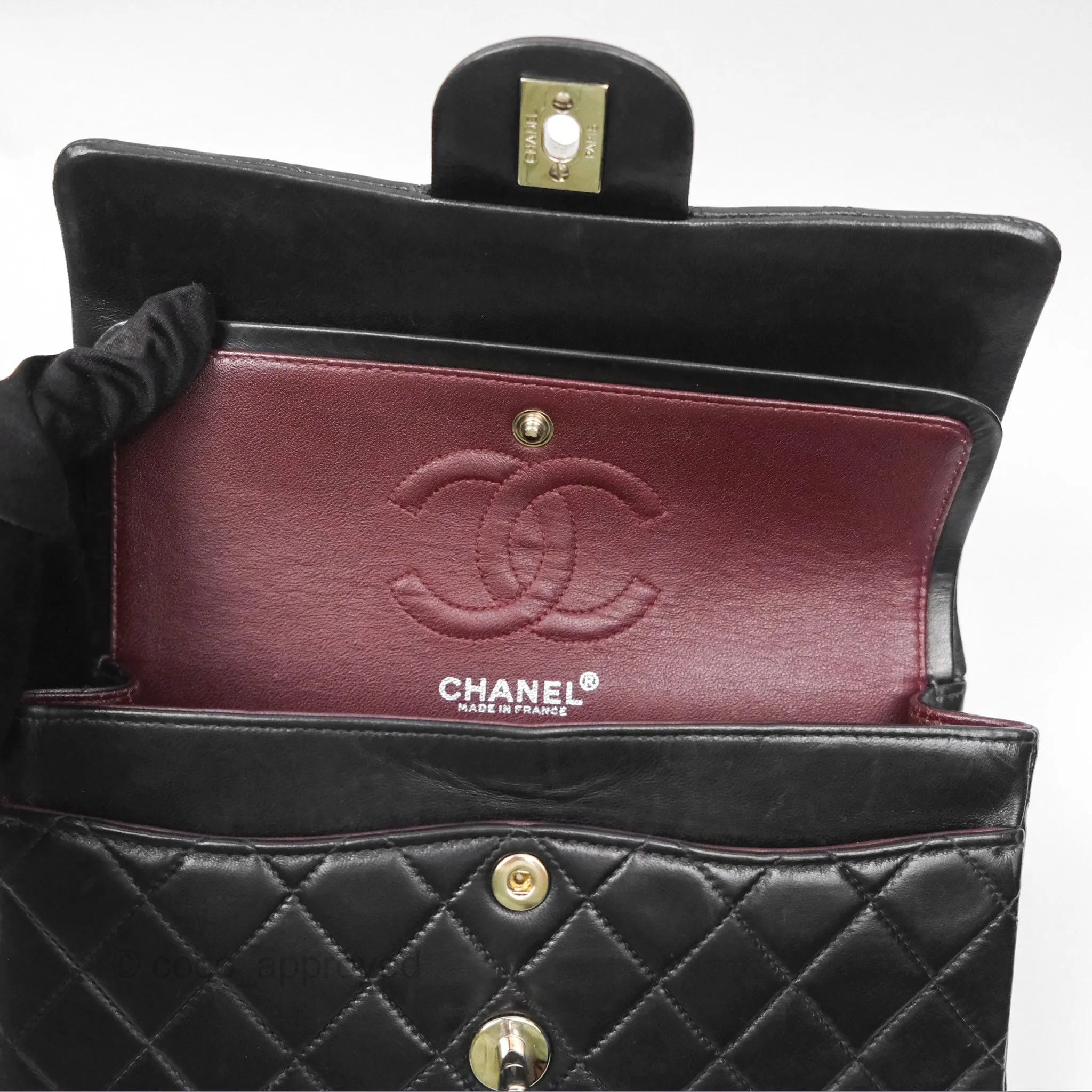 Chanel Vintage Small Classic Flap Black Lambskin Silver Hardware