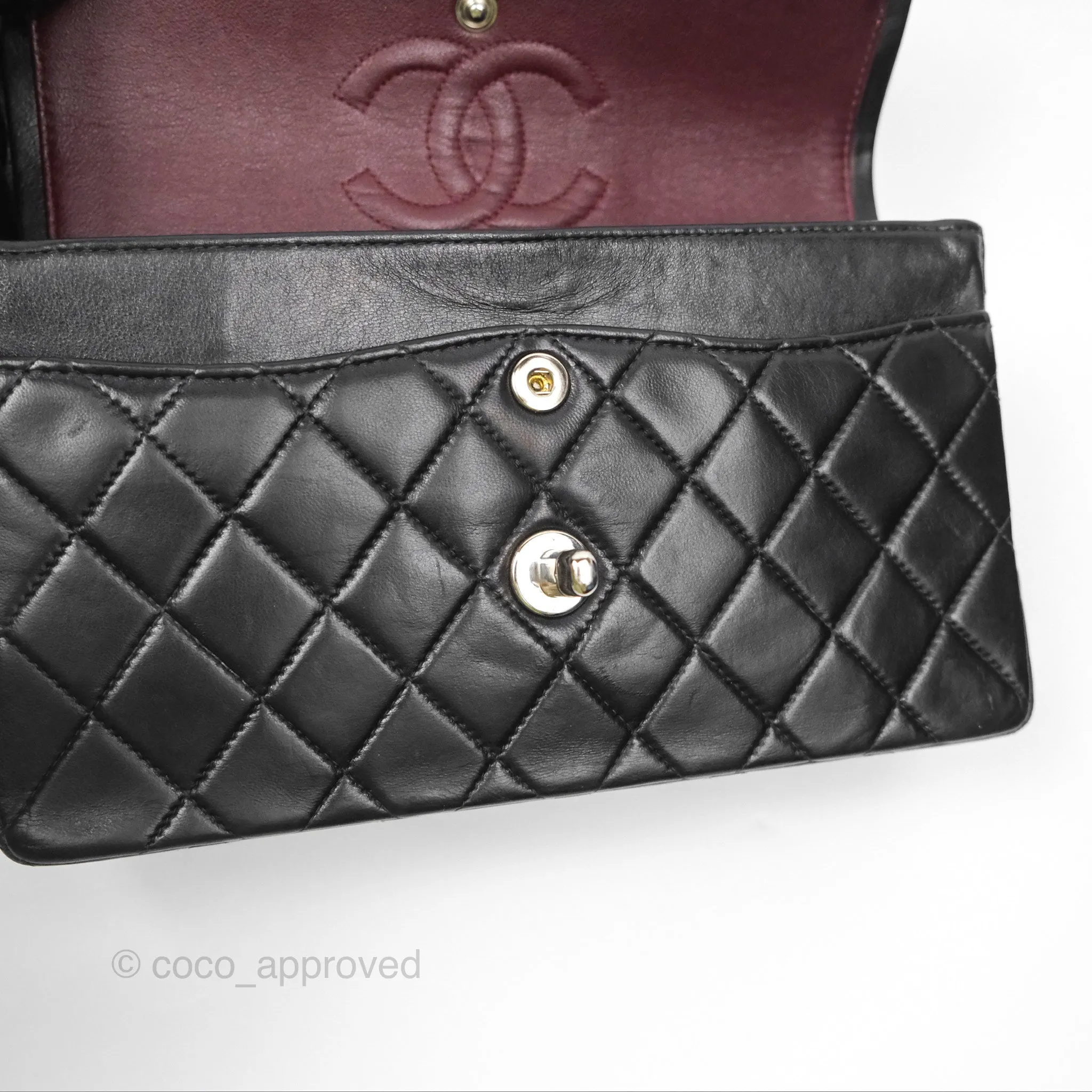Chanel Vintage Small Classic Flap Black Lambskin Silver Hardware
