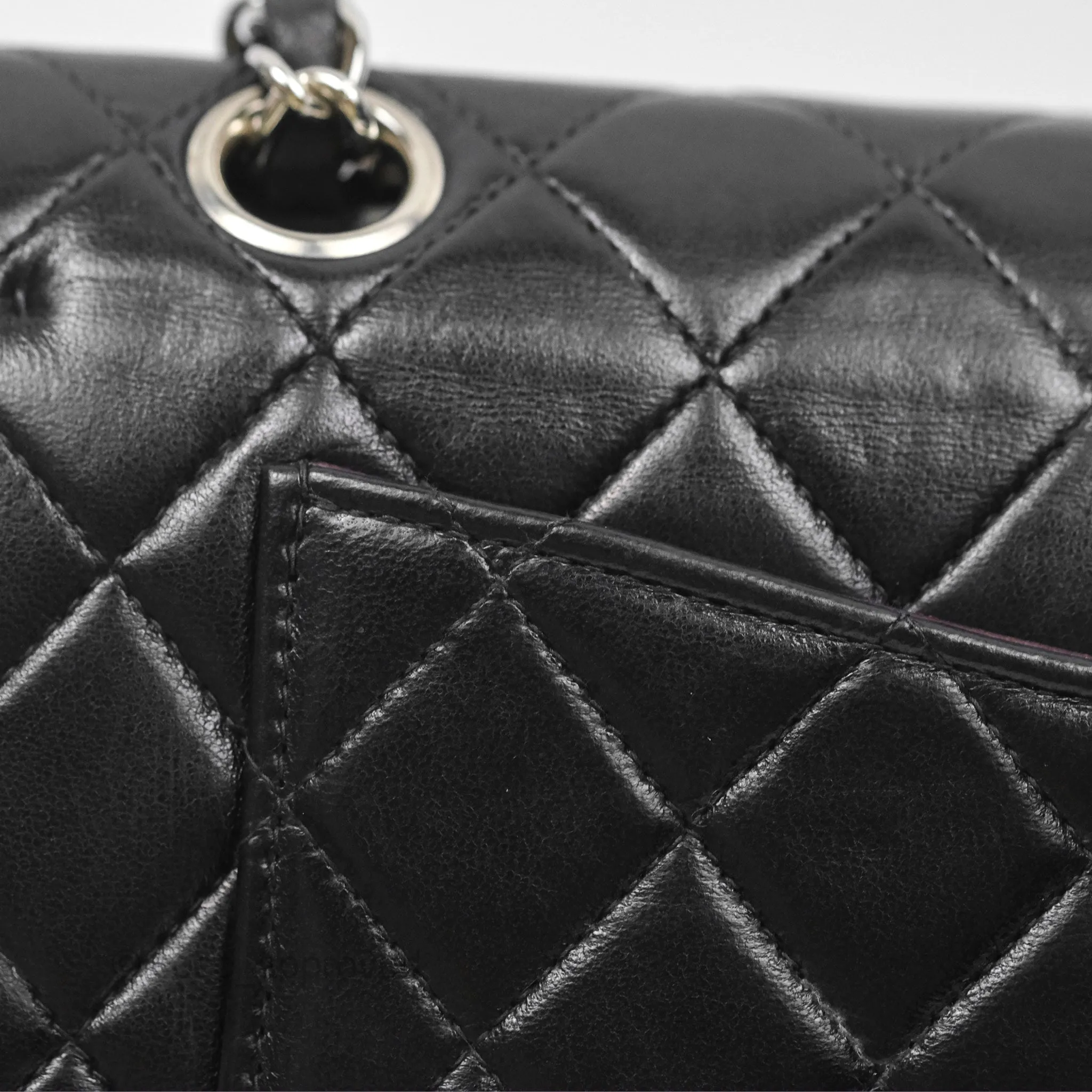 Chanel Vintage Small Classic Flap Black Lambskin Silver Hardware