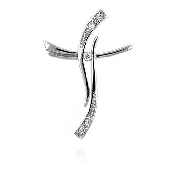Charia Modern CZ Wave Cross Pendant | Sterling Silver