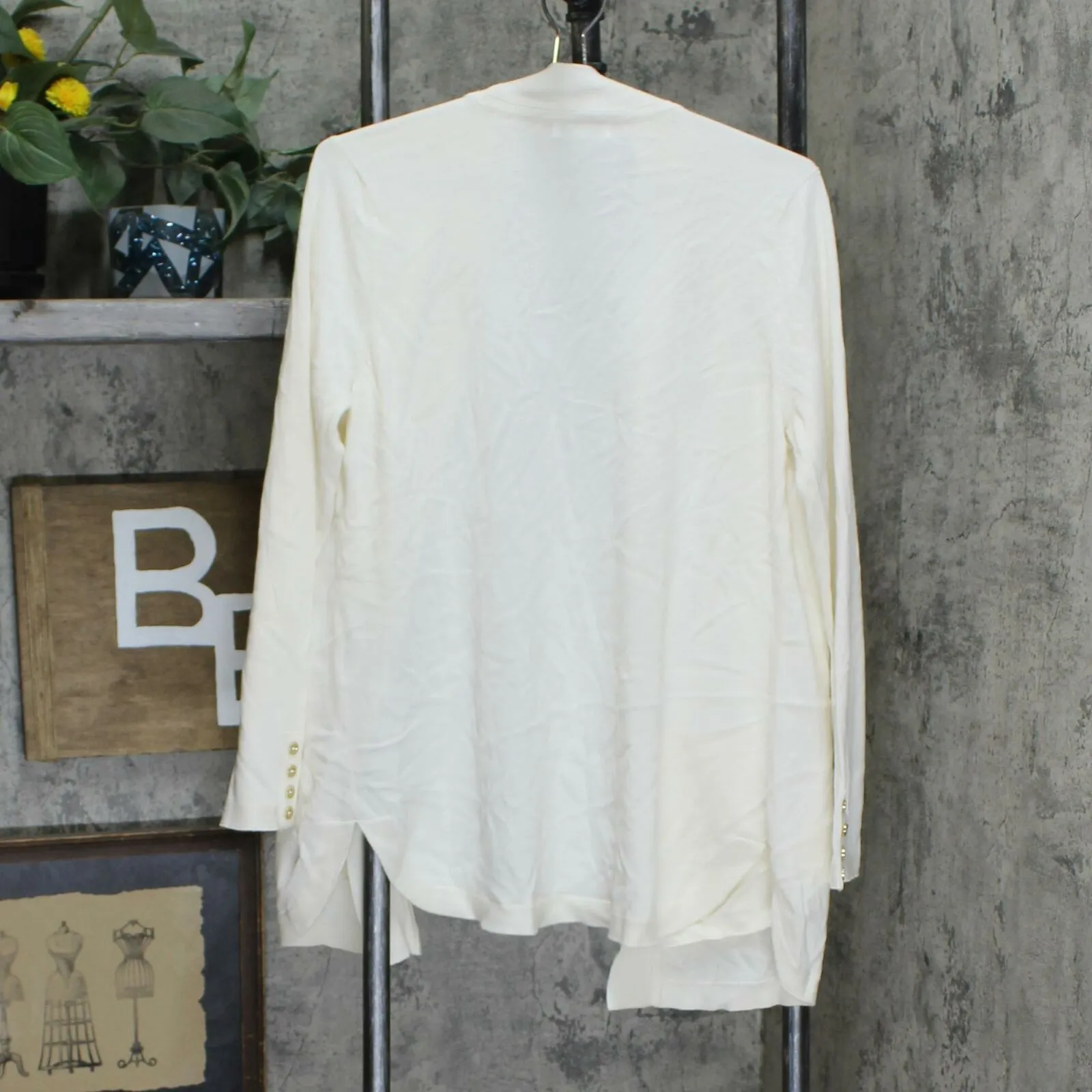 Charter Club Women's Solid Curved Hemline Cardigan Sweater Cloud Large
