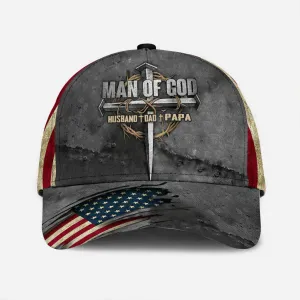 Christianartbag Hat, Personalized Name Classic Cap with Dad The Man Of God Design, Personalized Hat, Christian Hat, CABHAT17141223.