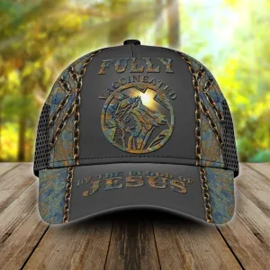 Christianartbag Hat, Personalized Name Classic Cap with Fully Vaccinated By The Blood Of Jesus Design, Personalized Hat, Christian Hat, CABHAT07141223.