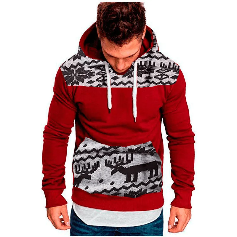 Christmas Fawn Hooded Long Sleeve Slim Sweatshirt