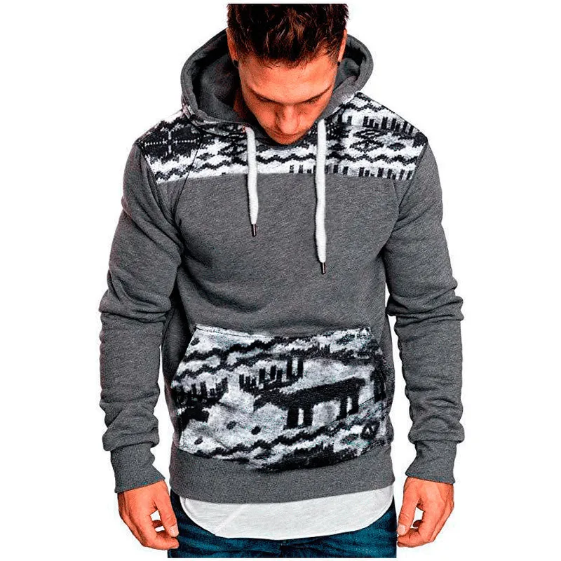 Christmas Fawn Hooded Long Sleeve Slim Sweatshirt