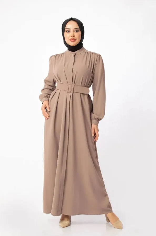 Classic Buttoned Dress - Mauve