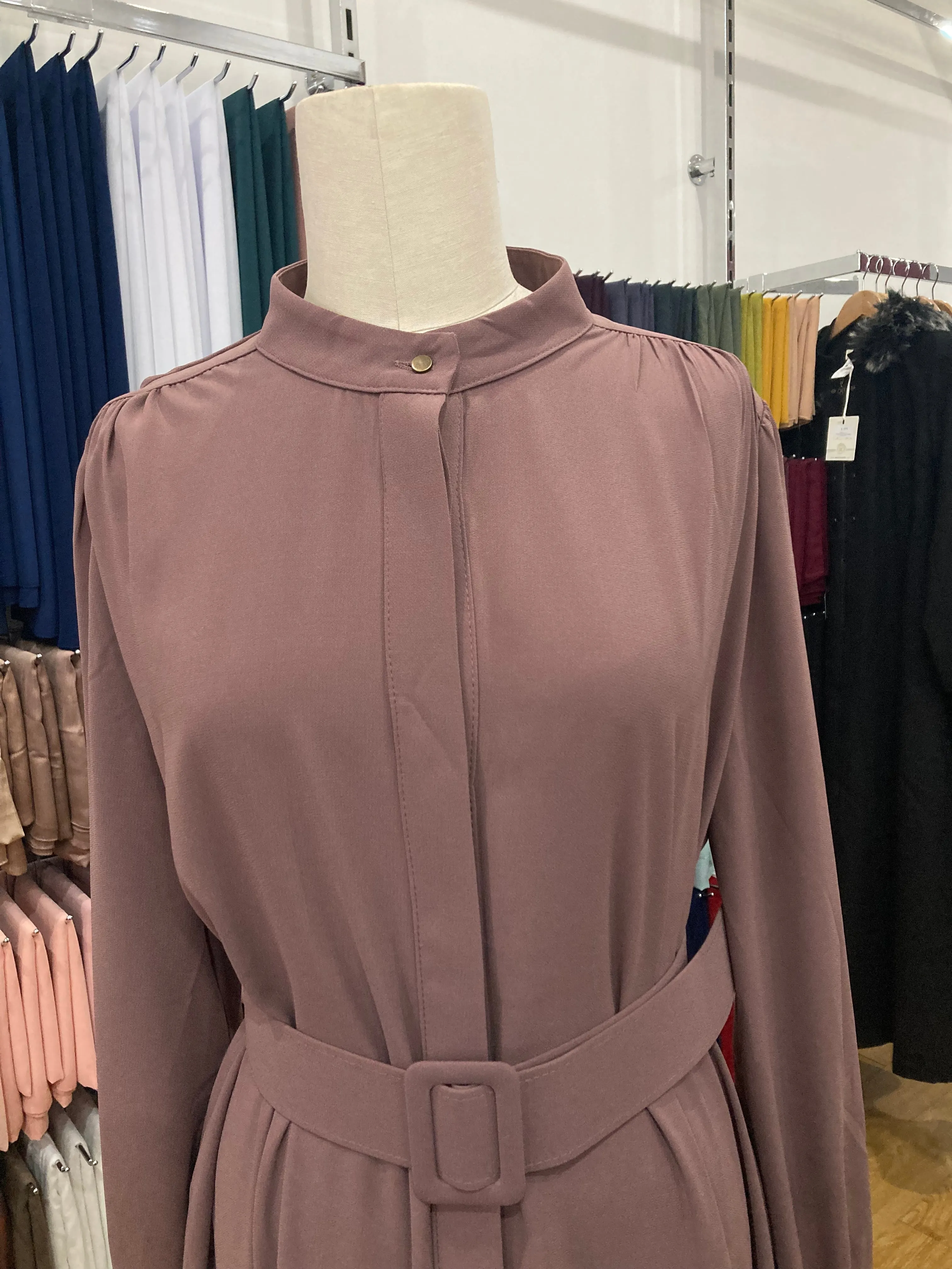 Classic Buttoned Dress - Mauve