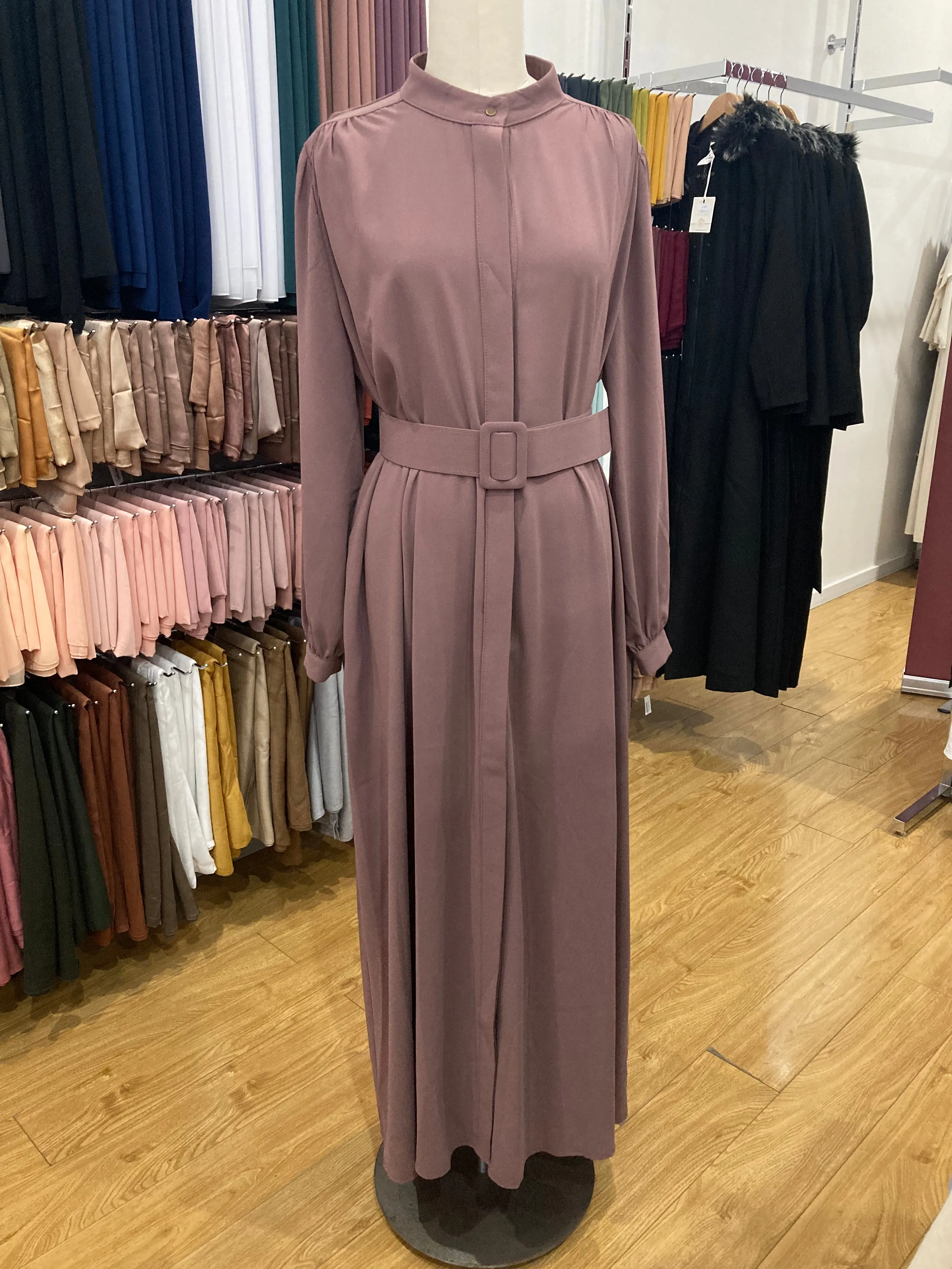 Classic Buttoned Dress - Mauve