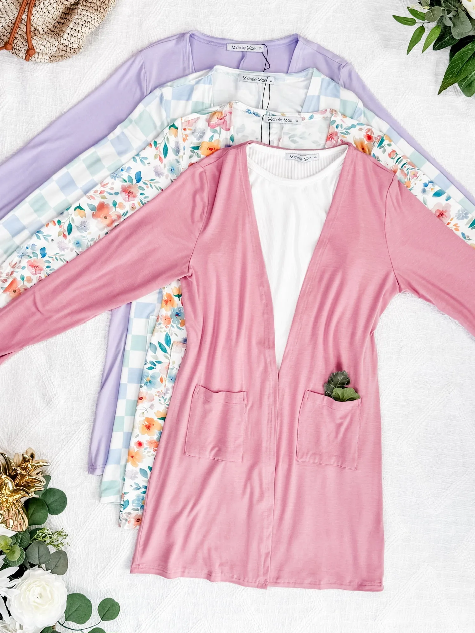 Classic Cardigan - Blue and Mint Checker