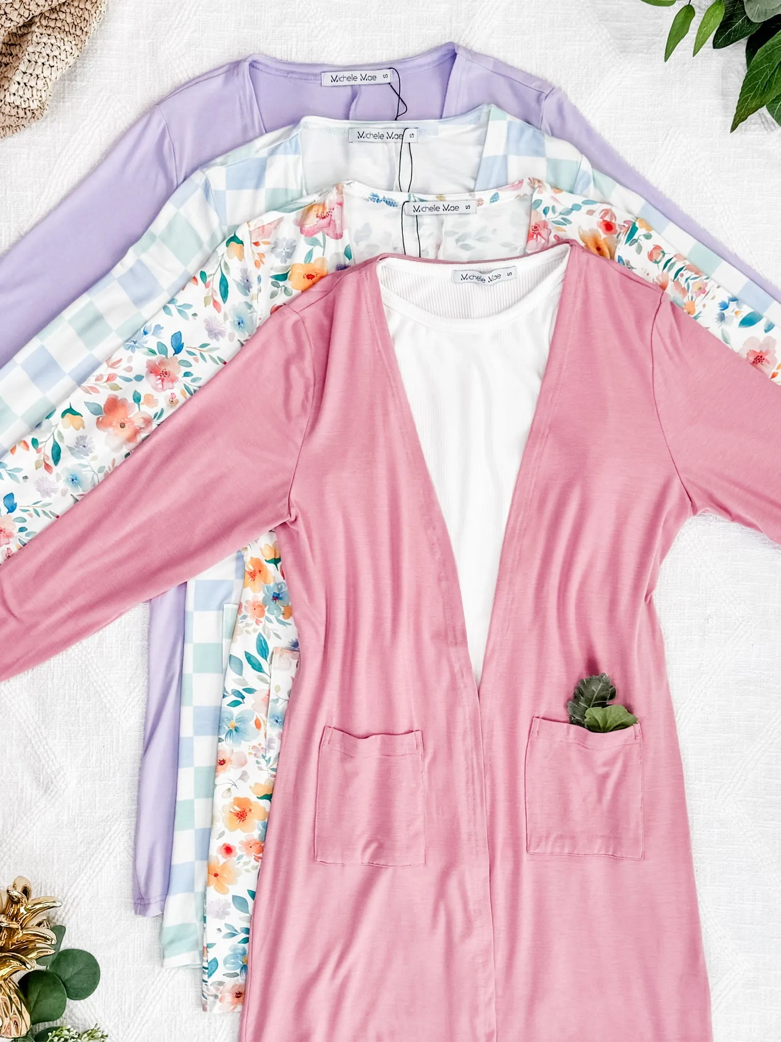 Classic Cardigan - Blue and Mint Checker