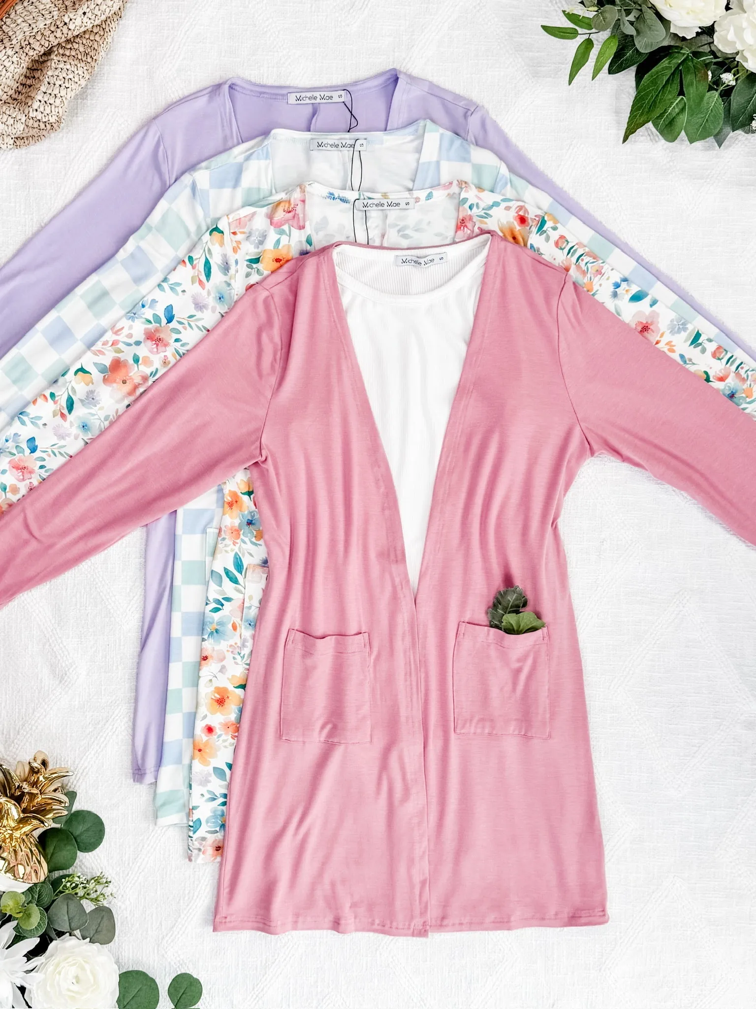 Classic Cardigan - Blue and Mint Checker