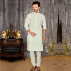 Classic  Cream Kurta set for Mens