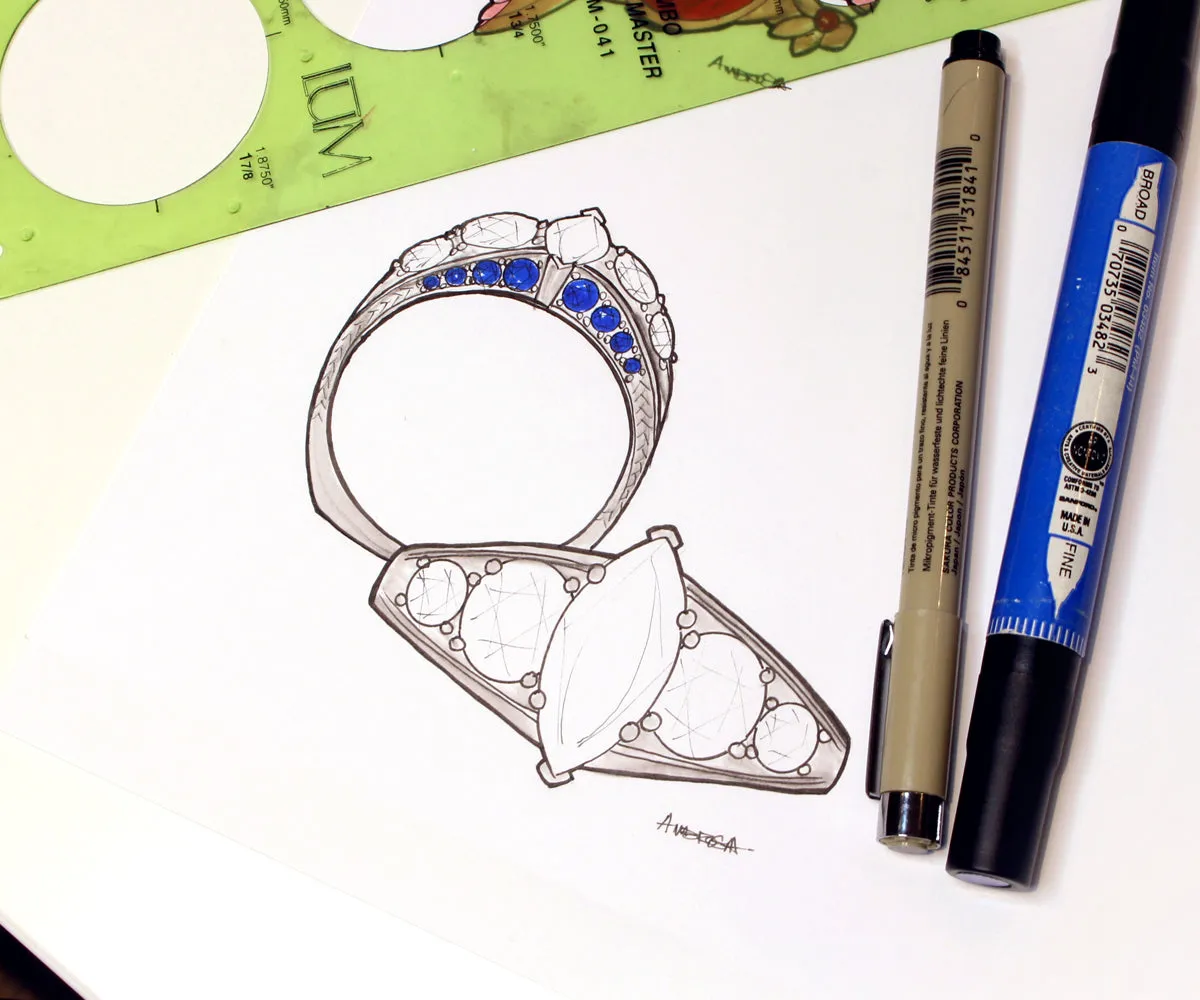Classic Marquise Sapphire Engagement Ring