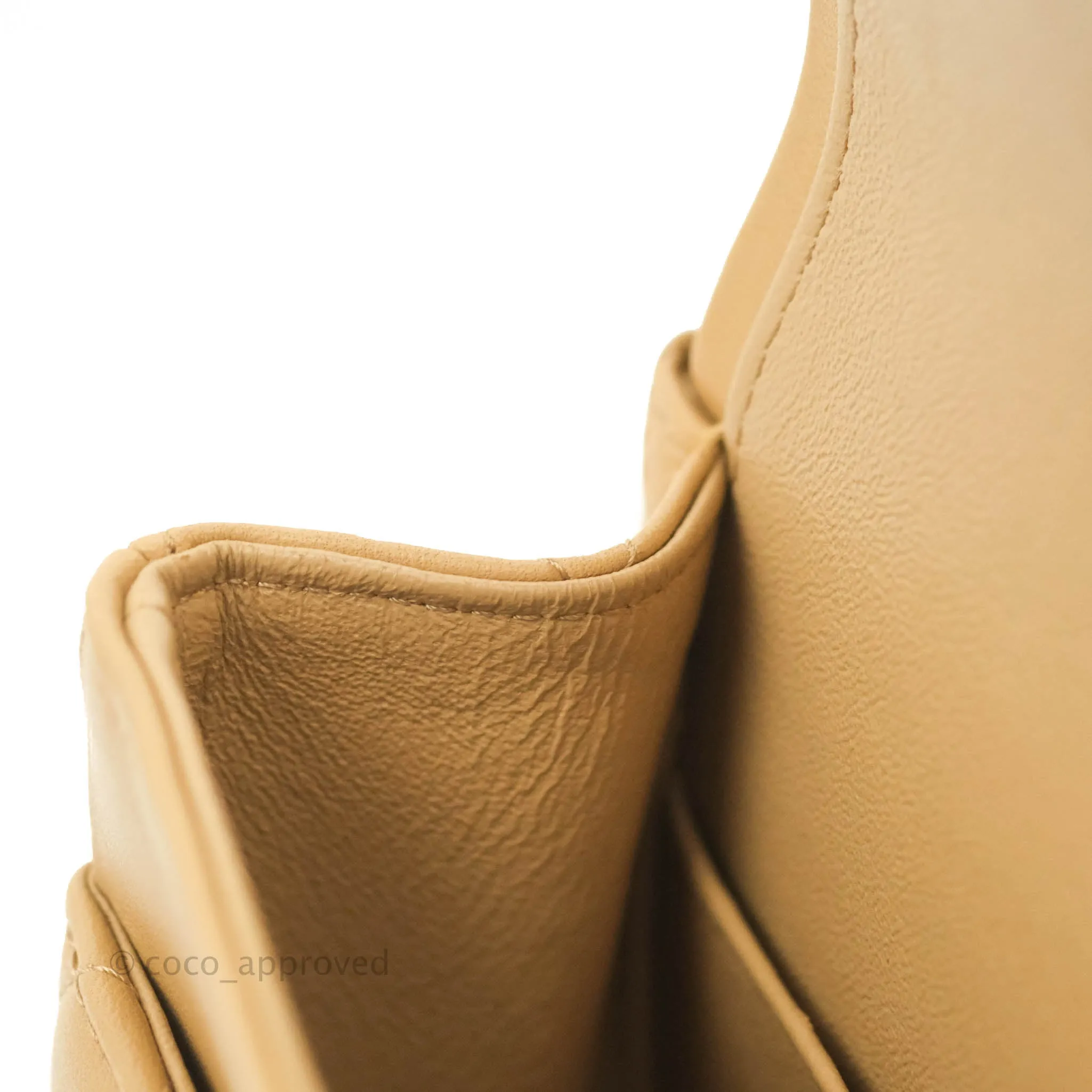 Classic M/L Medium Flap Quilted Dark Beige Lambskin Silver Hardware