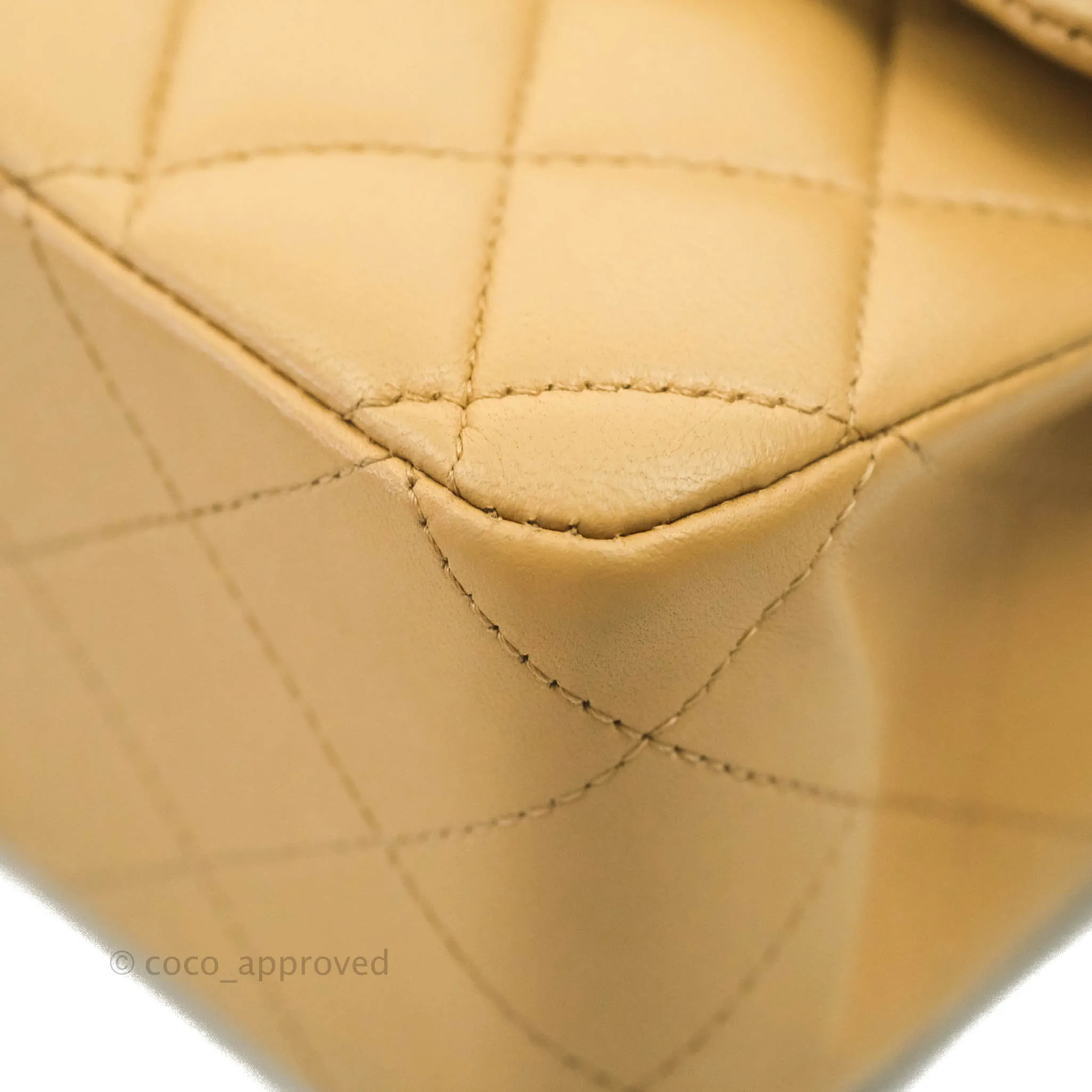 Classic M/L Medium Flap Quilted Dark Beige Lambskin Silver Hardware