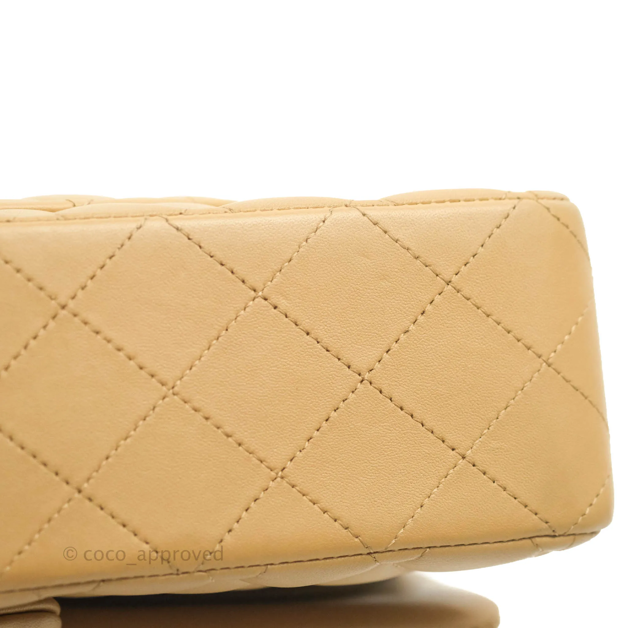 Classic M/L Medium Flap Quilted Dark Beige Lambskin Silver Hardware