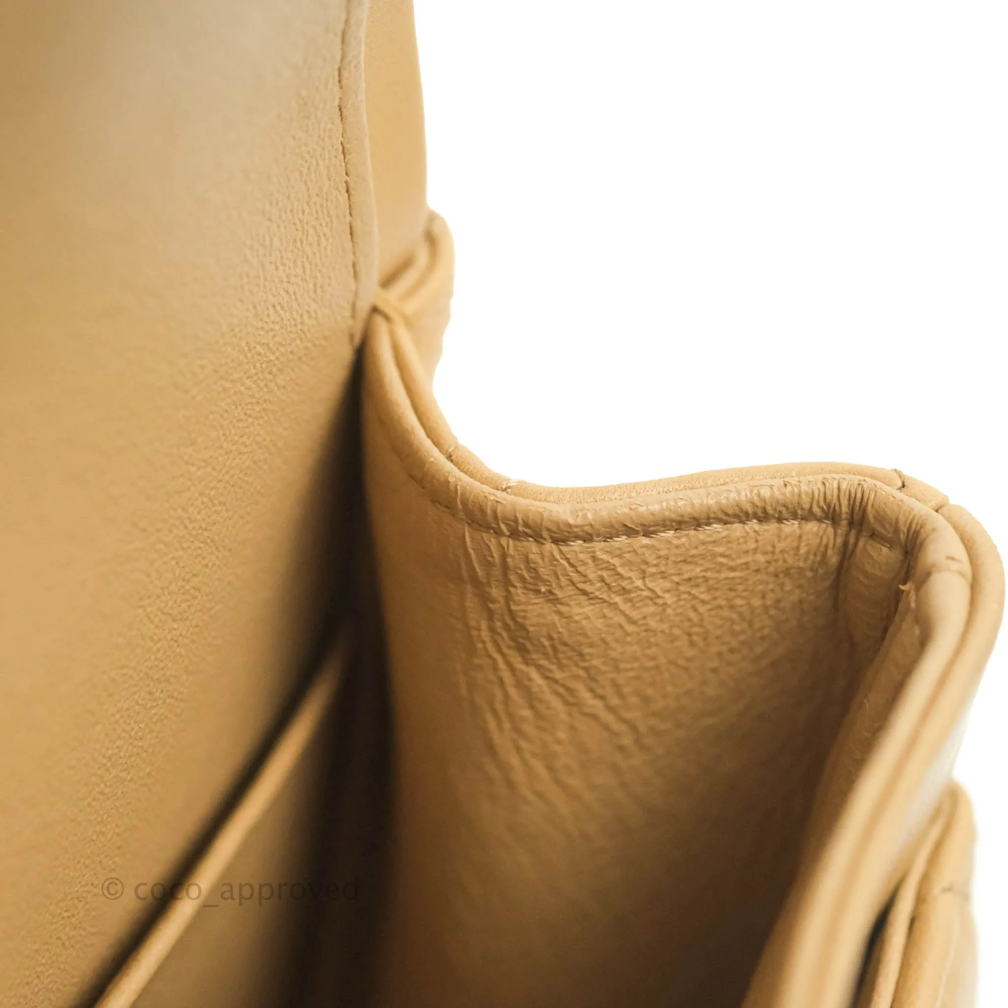 Classic M/L Medium Flap Quilted Dark Beige Lambskin Silver Hardware