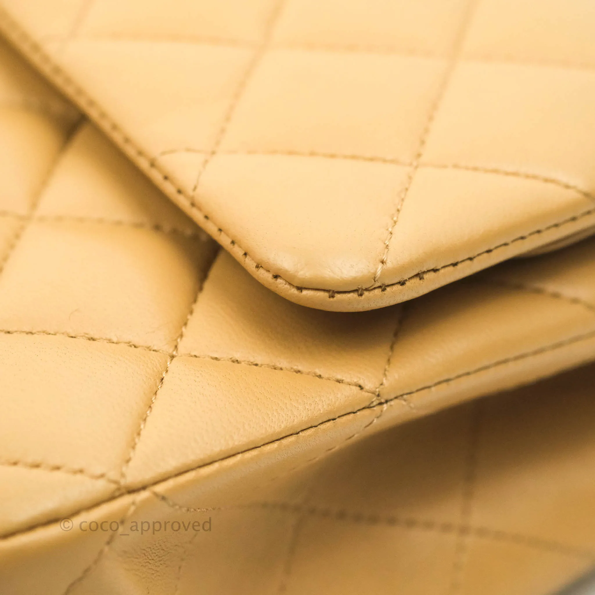 Classic M/L Medium Flap Quilted Dark Beige Lambskin Silver Hardware