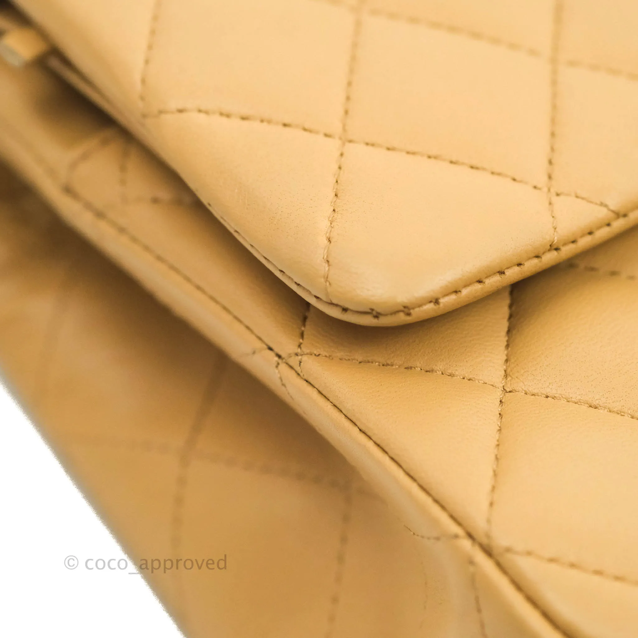 Classic M/L Medium Flap Quilted Dark Beige Lambskin Silver Hardware