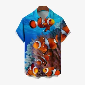 Clownfish Casual Print Chest Pocket Short Sleeve Shirt 2308100128