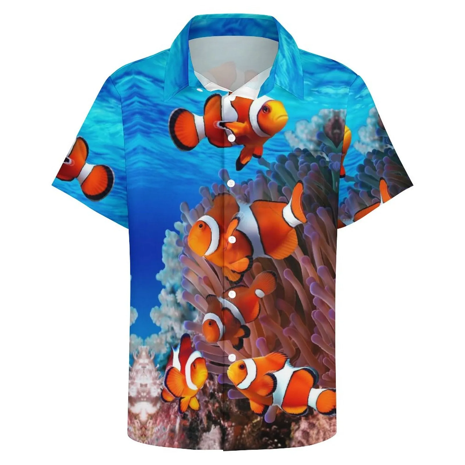 Clownfish Casual Print Chest Pocket Short Sleeve Shirt 2308100128