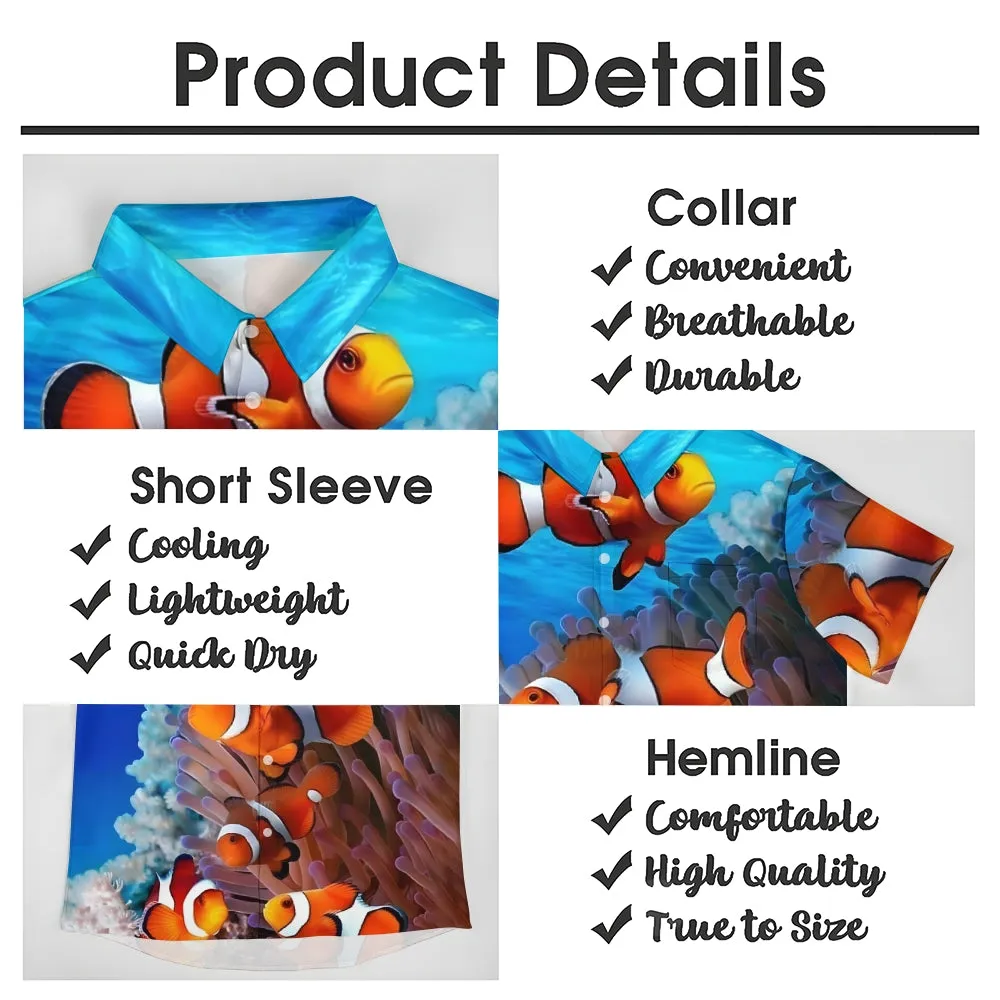 Clownfish Casual Print Chest Pocket Short Sleeve Shirt 2308100128