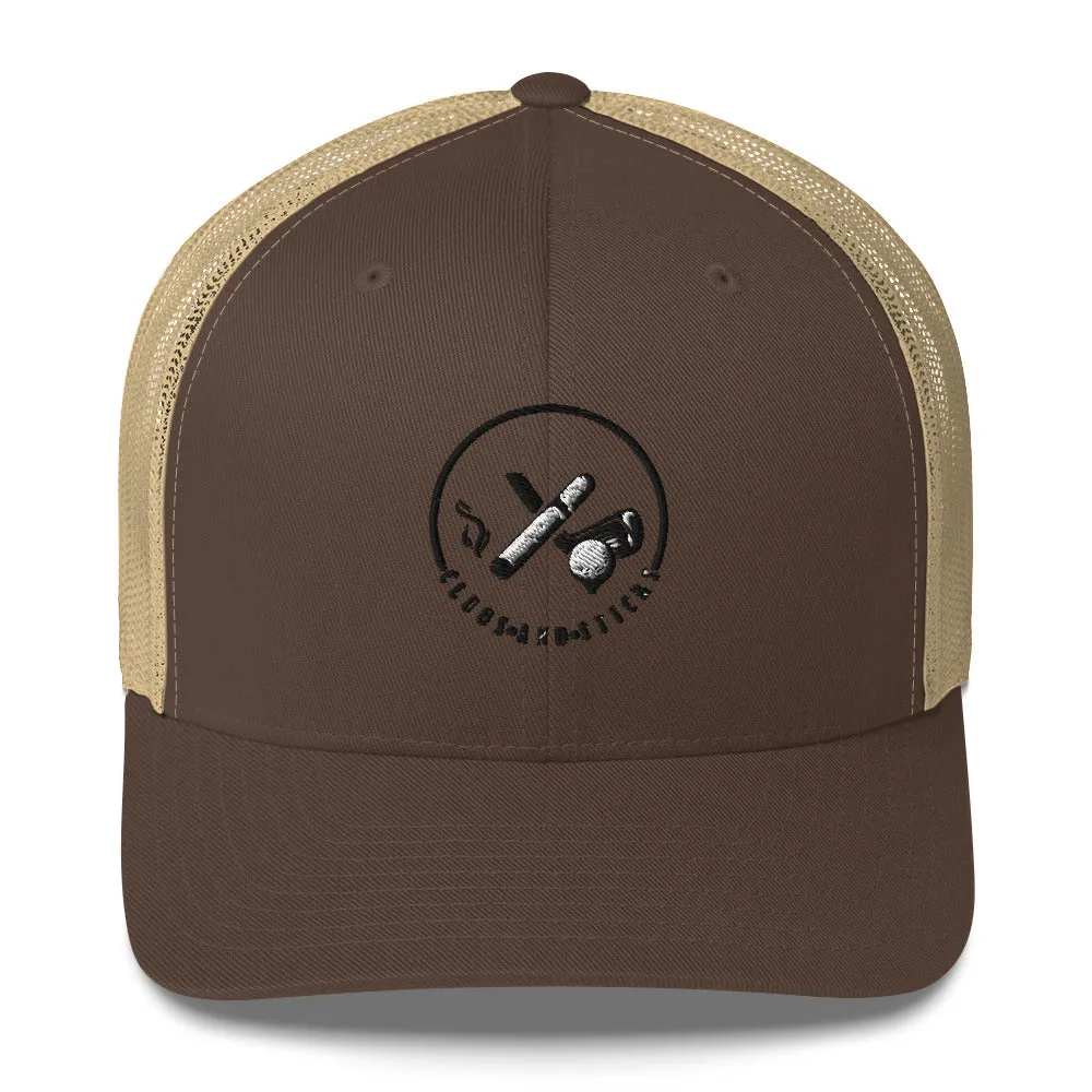 Clubs and Sticks Trucker Cap Embroidered Trucker Cap