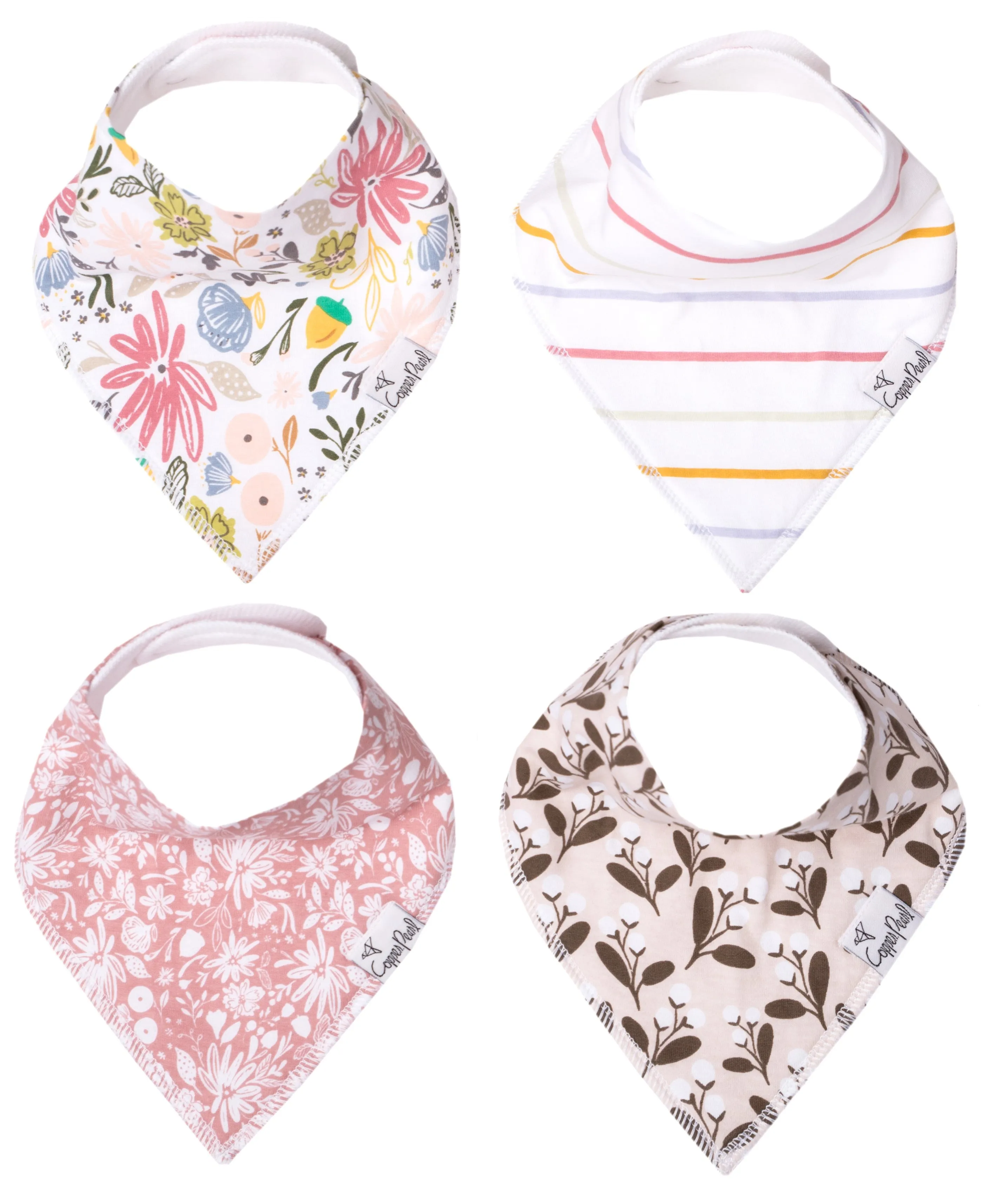 Copper Pearl Olive Bandana Bib Set