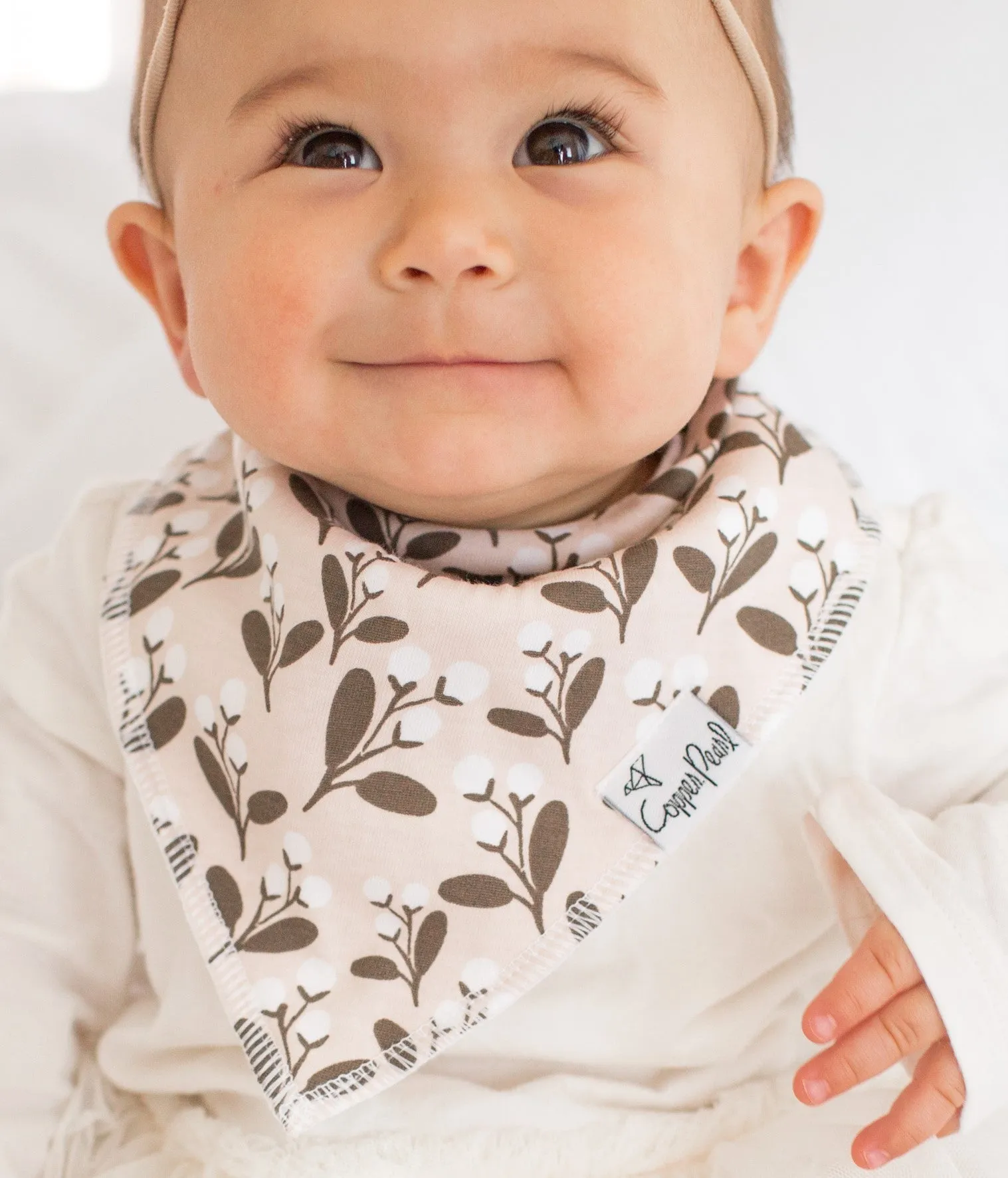 Copper Pearl Olive Bandana Bib Set