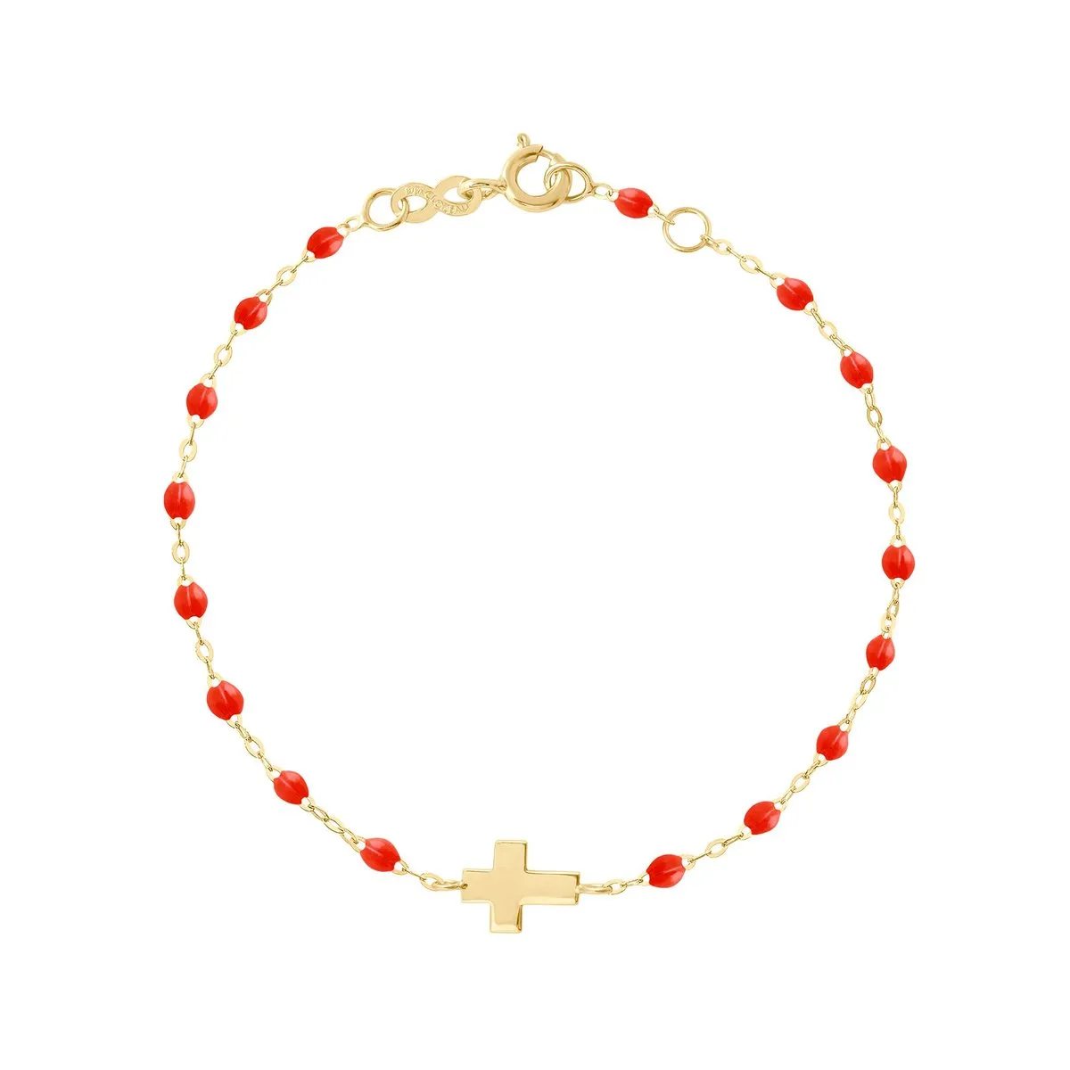coral gigi classic cross bracelet- 18k yellow gold