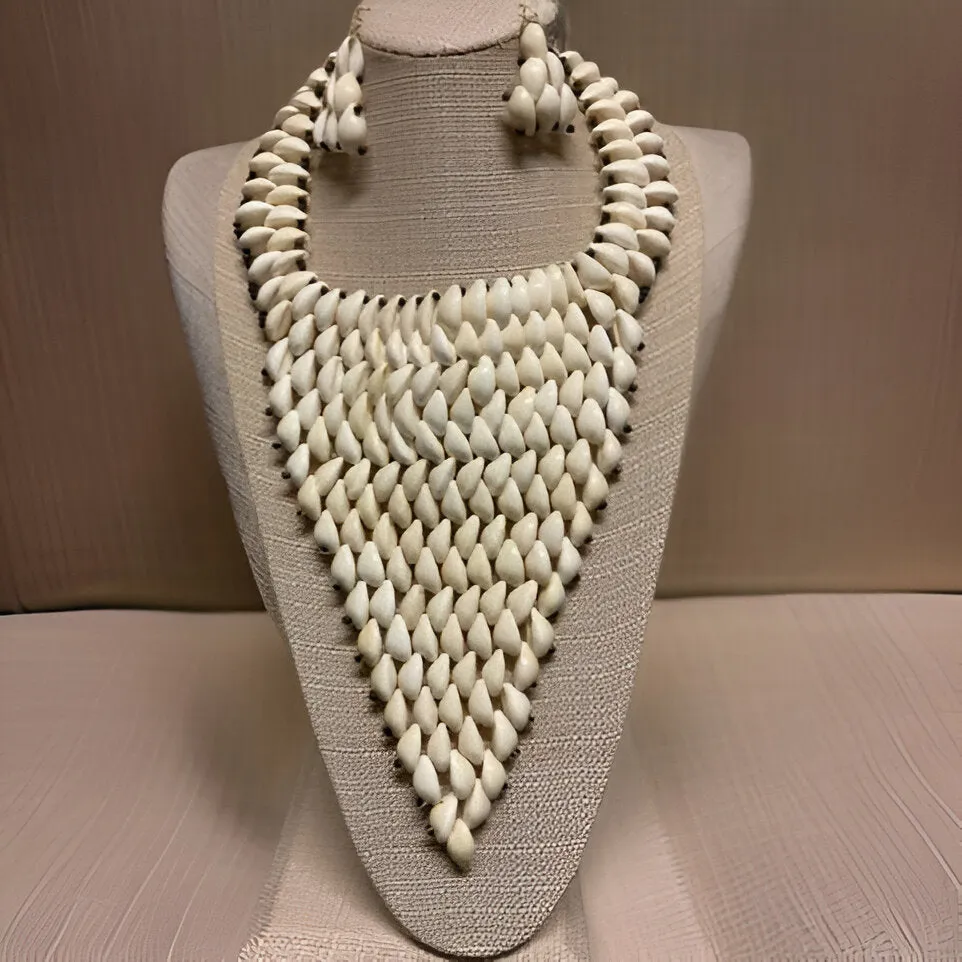 Cowrie Shell Triangle Style Necklace & Earring Set