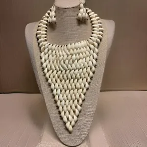 Cowrie Shell Triangle Style Necklace & Earring Set